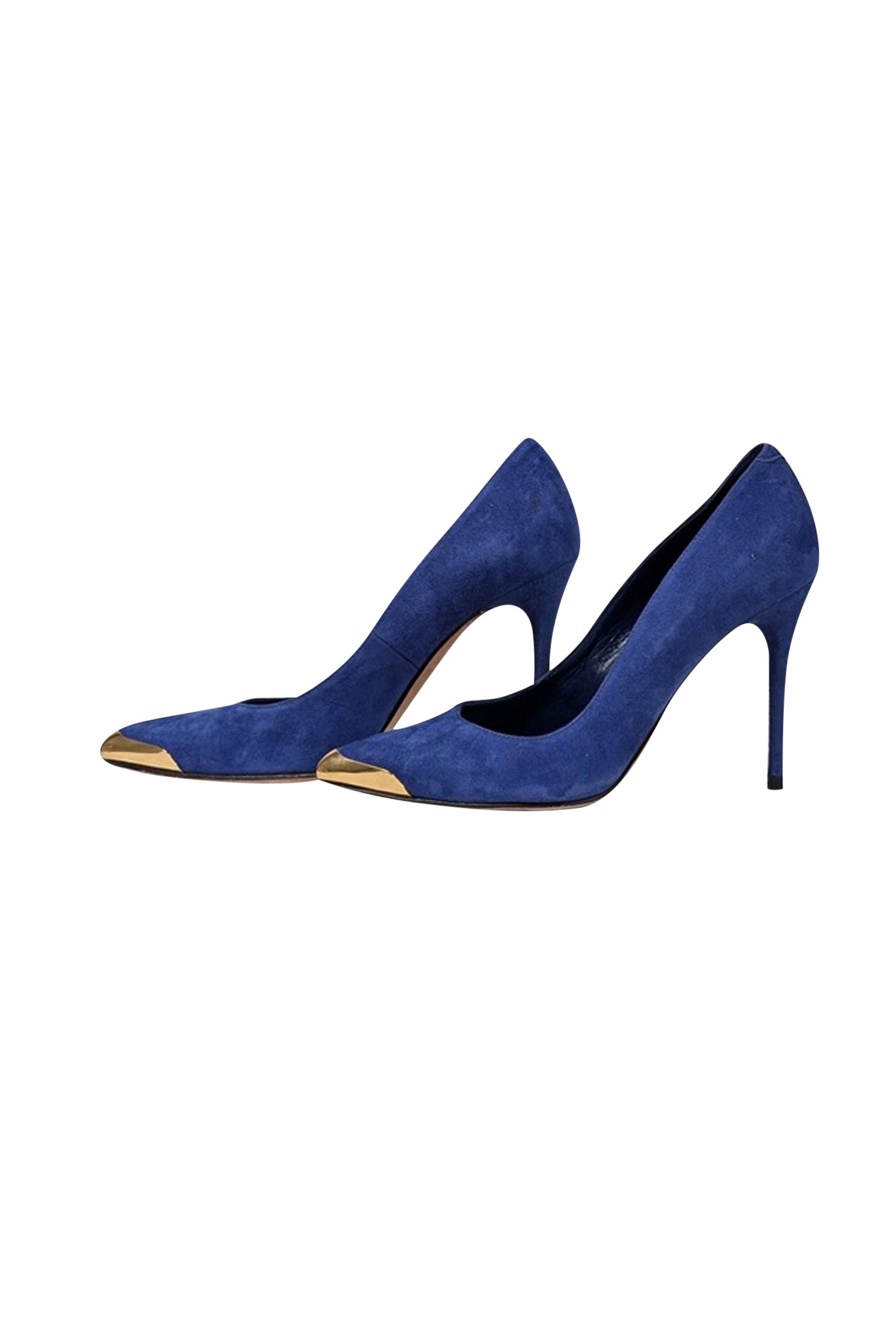 Alexander McQueen Blue Suede Gold-Toe Pumps - Size 6: A Rebellious Fashion Statement