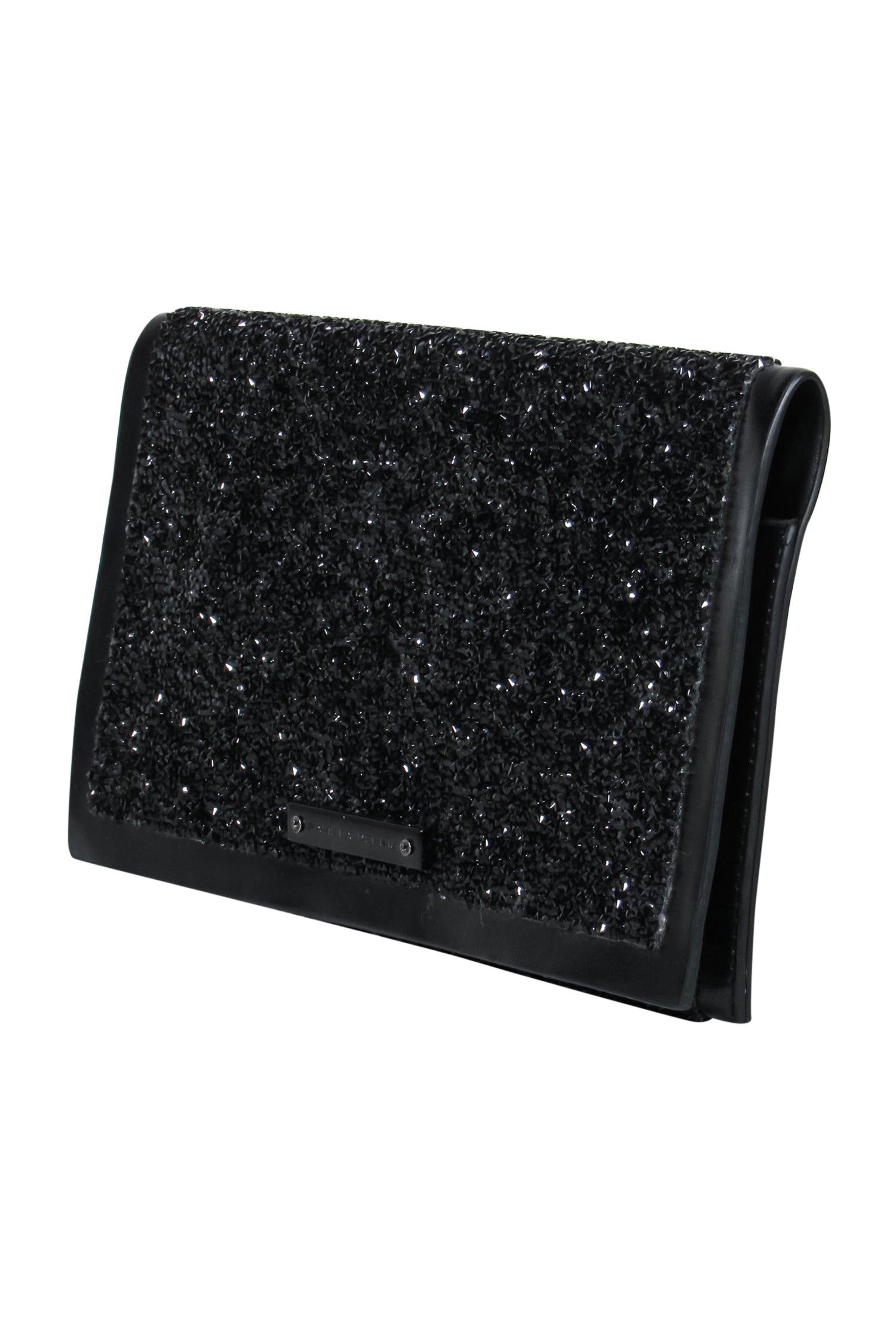 Pamela Dennis Black Gemstone-Textured Sparkling Clutch with Mirror - Elevate Your Look!