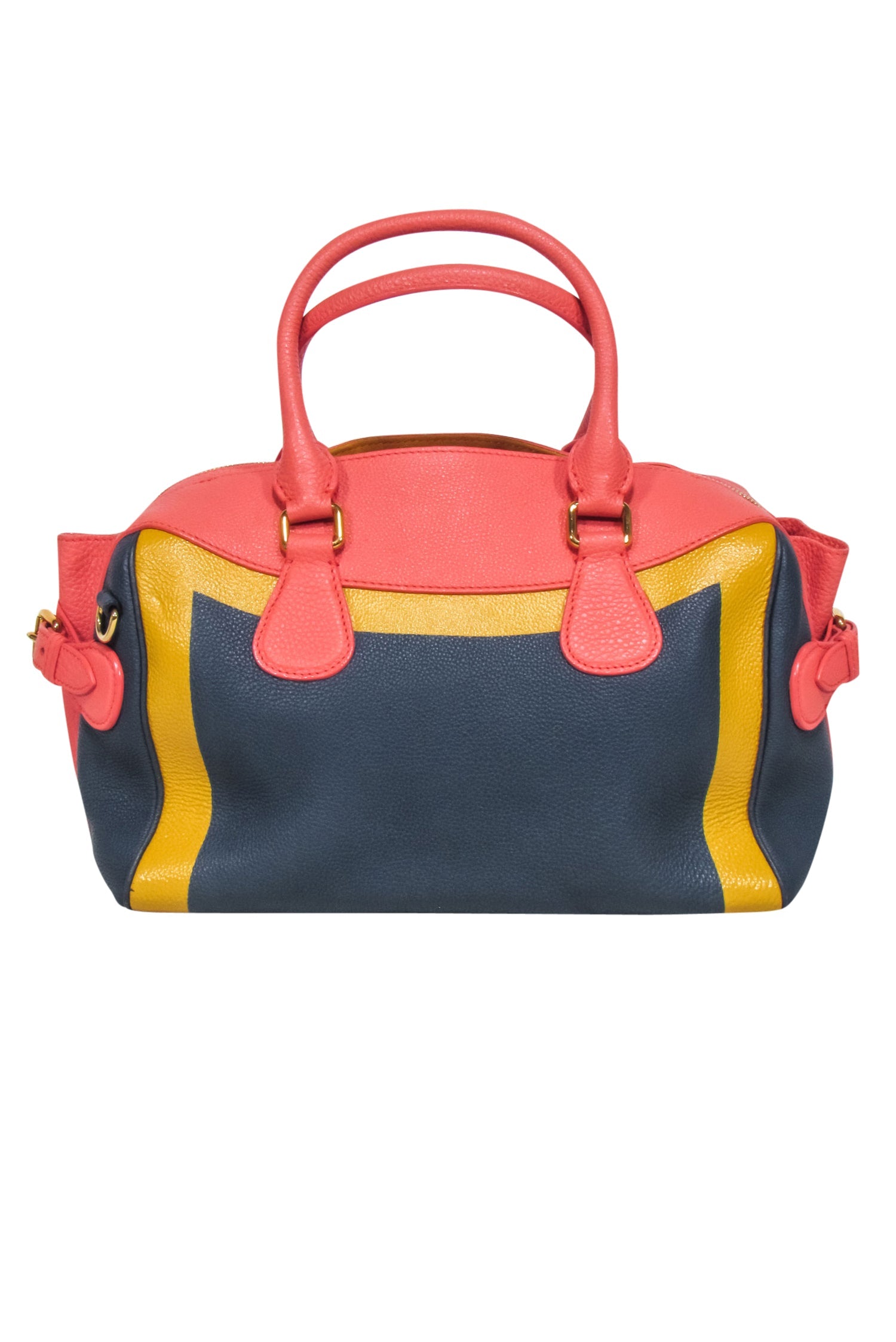 Burberry Prorsum - Hand Painted Bowler Bag in Stunning Navy, Peach & Yellow