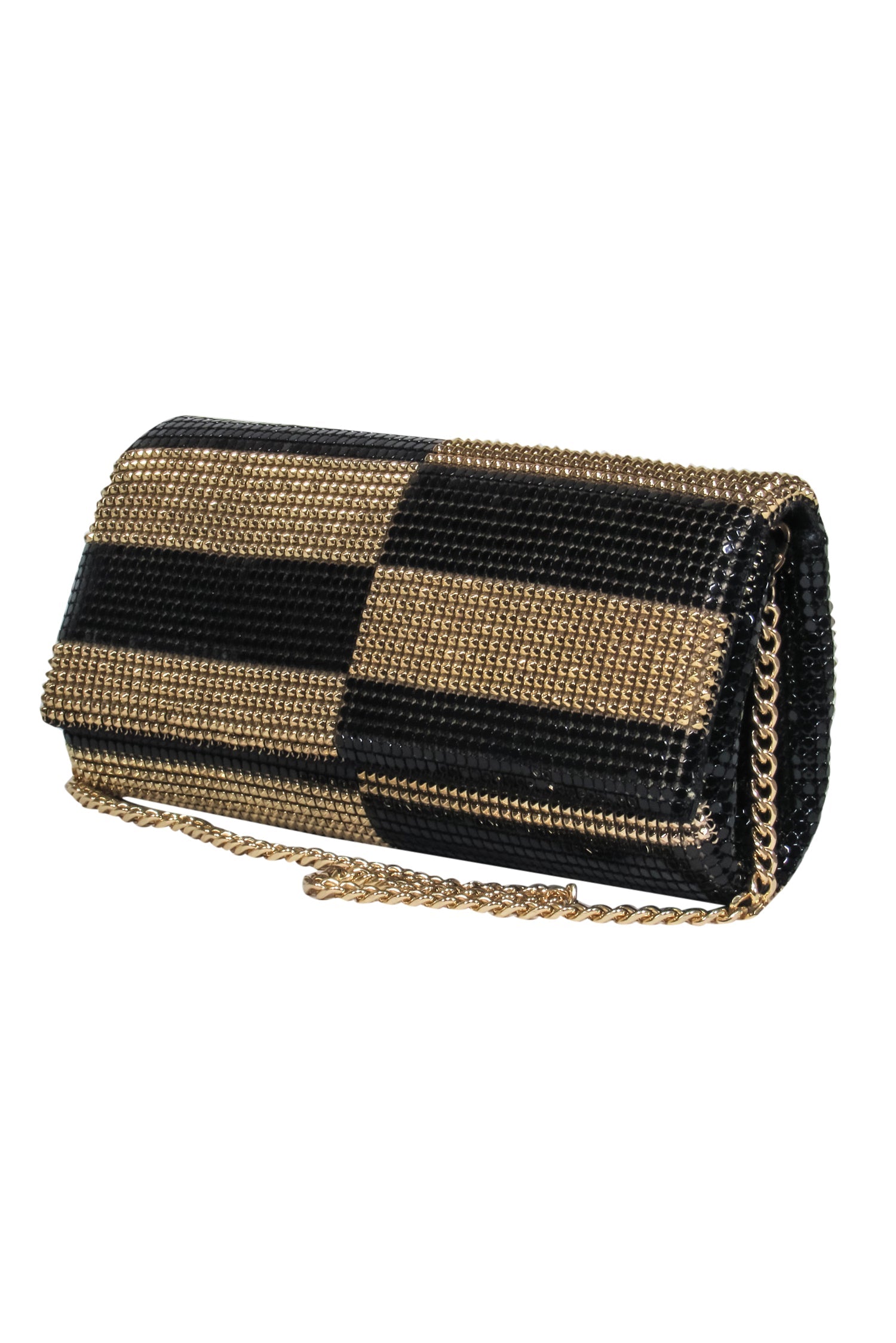 Whiting & Davis Gold and Black Checkered Chainmail Mini Purse: A Sparkling Party Essential