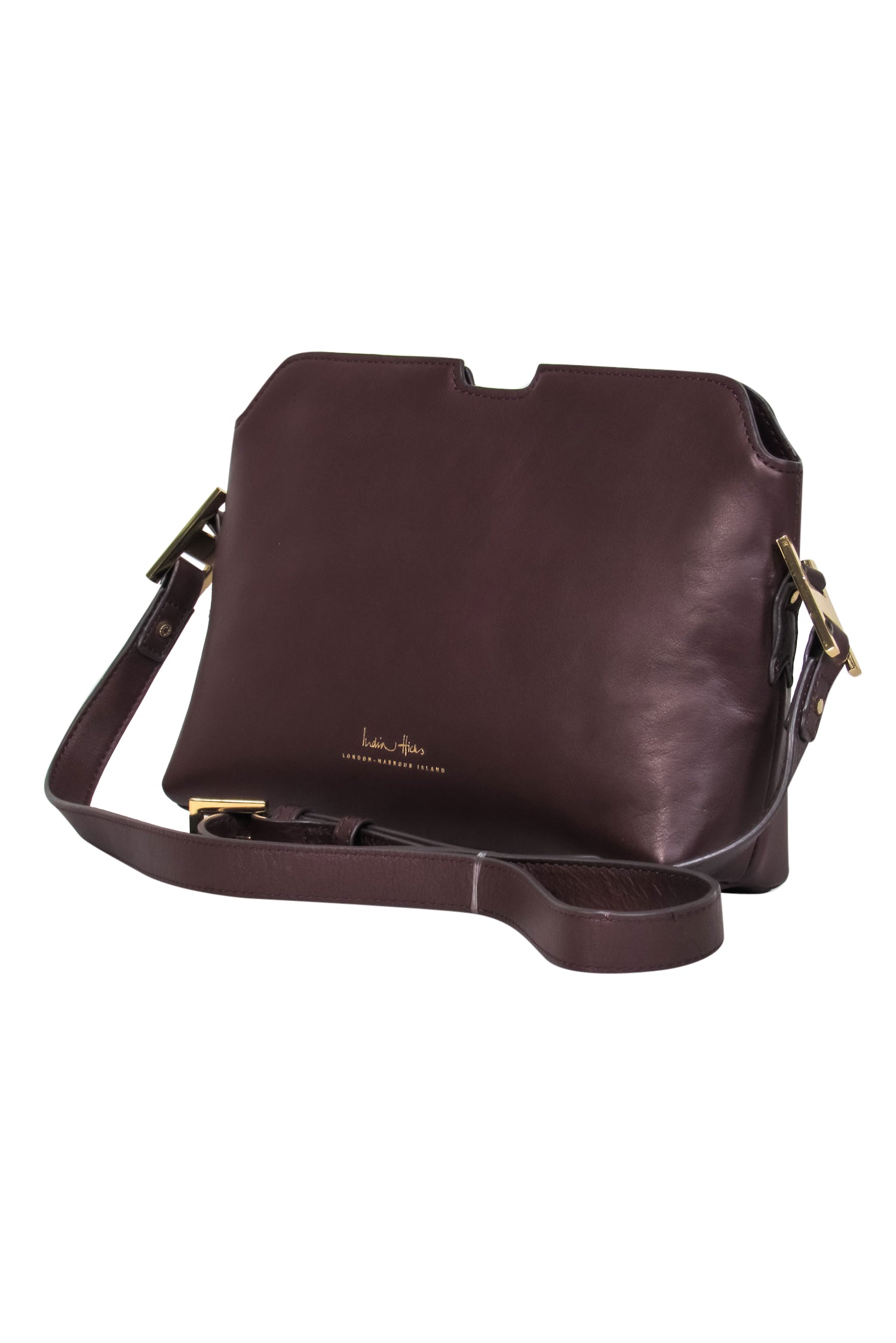 India Hicks - Gorgeous Deep Burgundy Smooth Leather Crossbody with Shining Gold Hardware