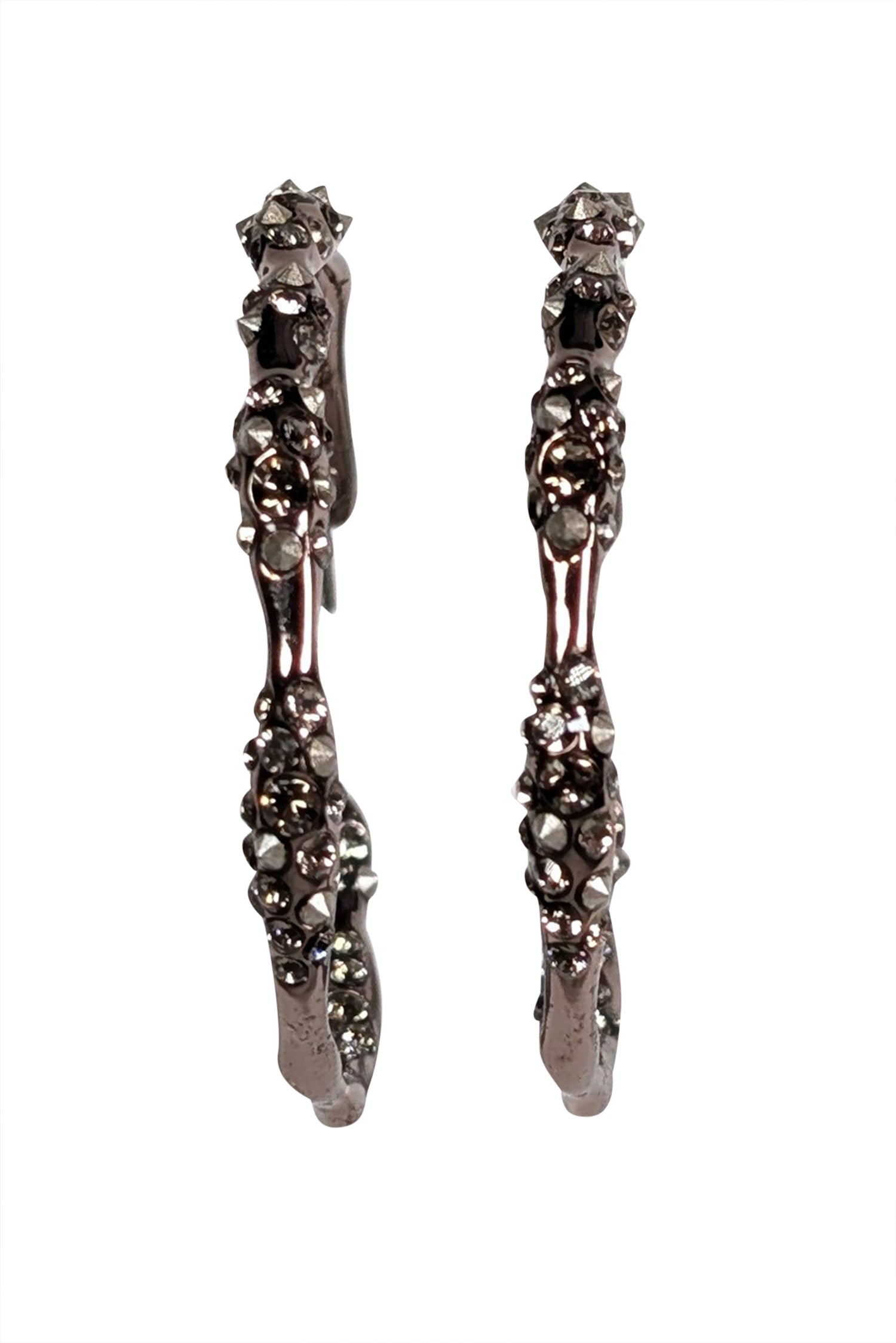Alexis Bittar Gunmetal Rhinestone Trim Hoop Earrings: Sparkle & Edge!