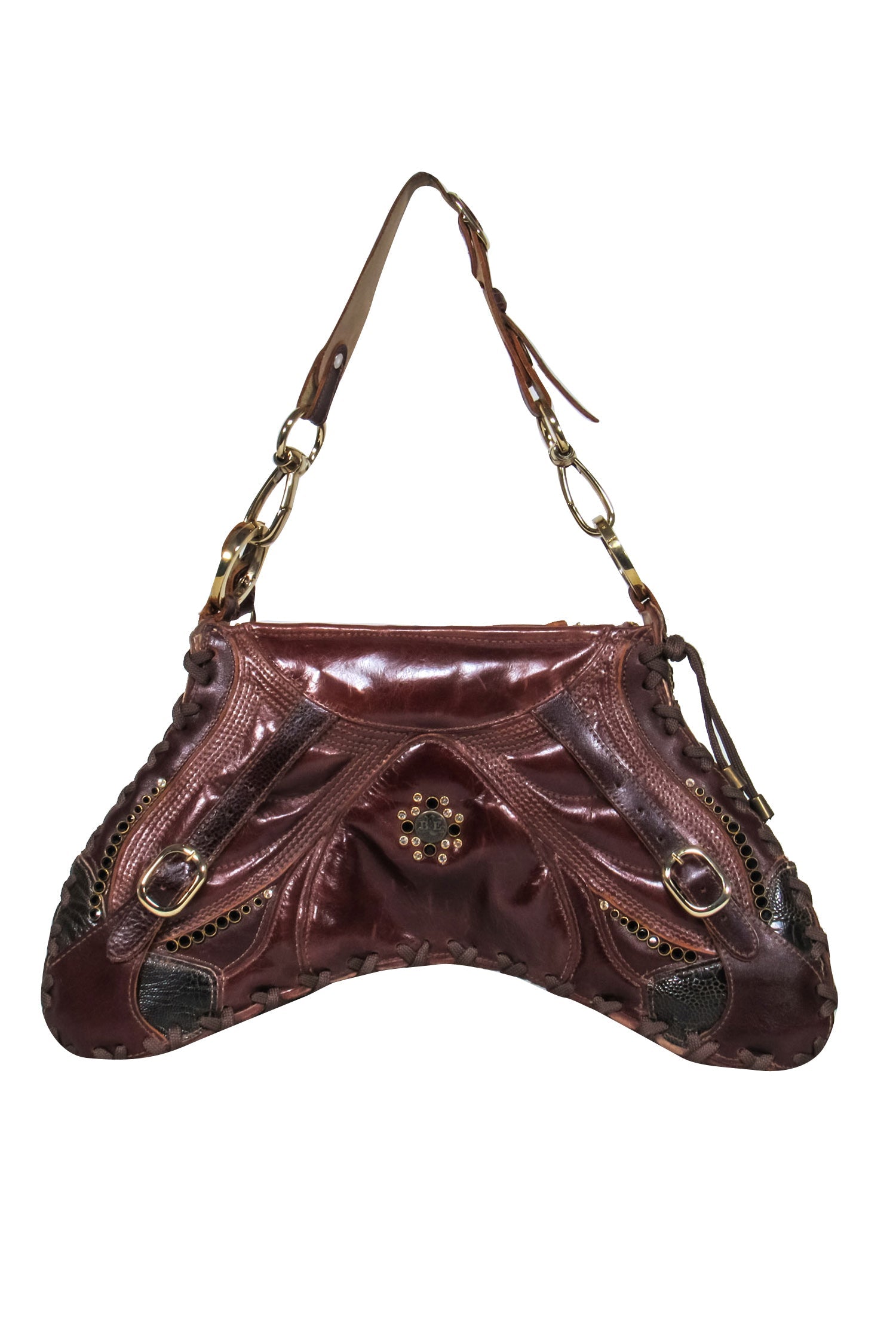 Bracher Edmen - Stunning Brown Leather Butterfly Shoulder Bag with Jewel Details