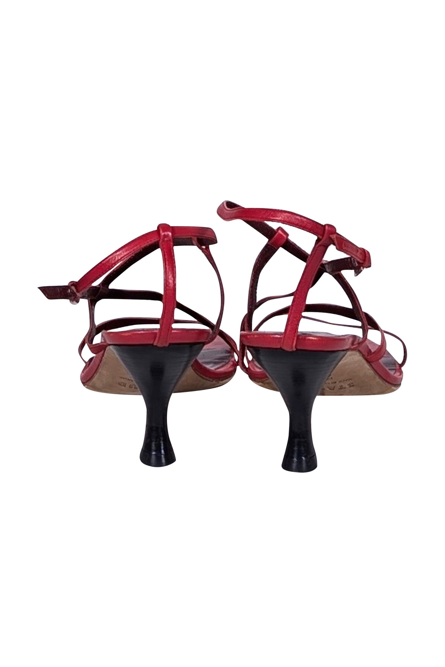 Staud's Gorgeous Red Square - Toe Strappy Kitten Heels, Size 12