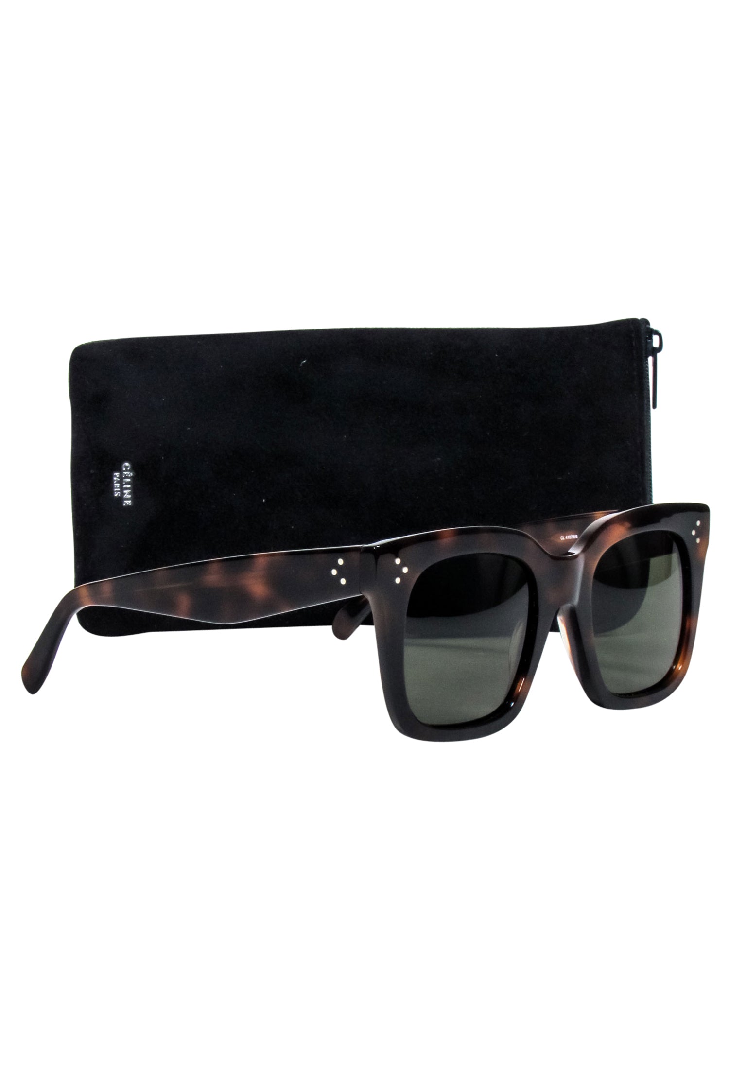 Celine Brown Tortoise Large Square Sunglasses with Three - Dot Print: A Stylish Summer Essential