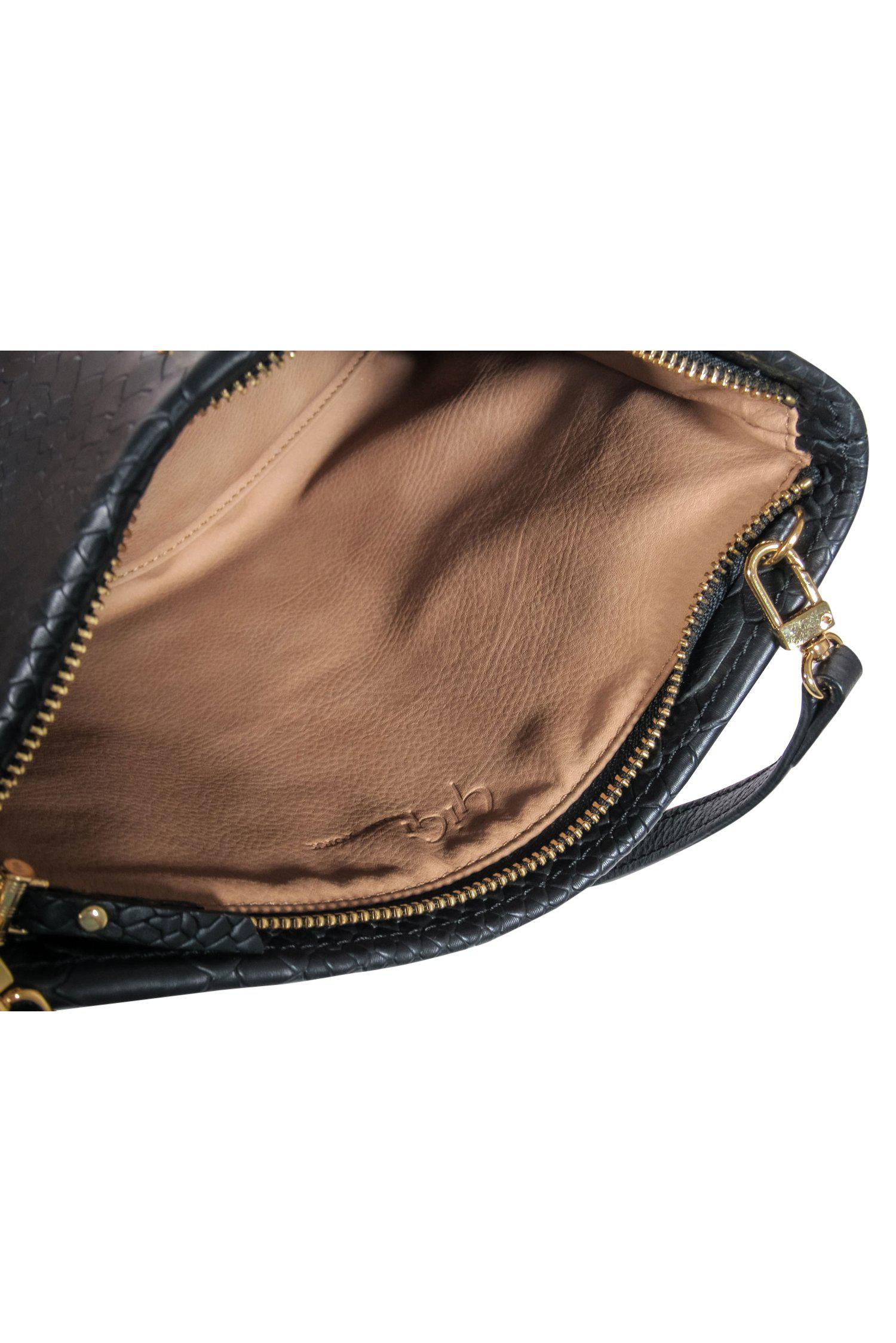 Gigi New York - Stunning Black Leather Snakeskin Embossed Convertible Crossbody