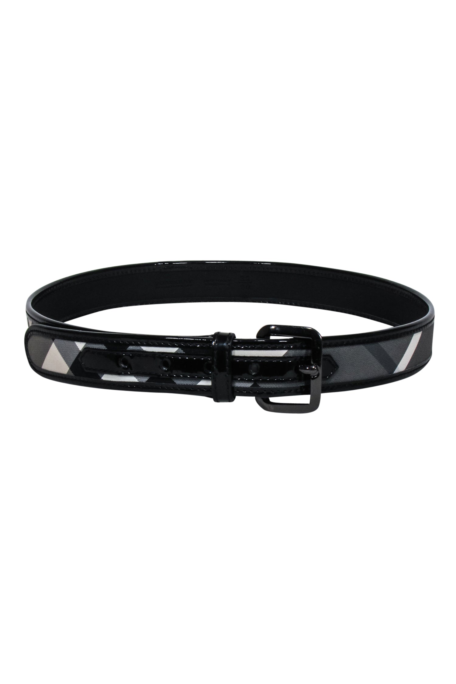 Gorgeous Burberry Black & Grey Plaid Belt - Size 4