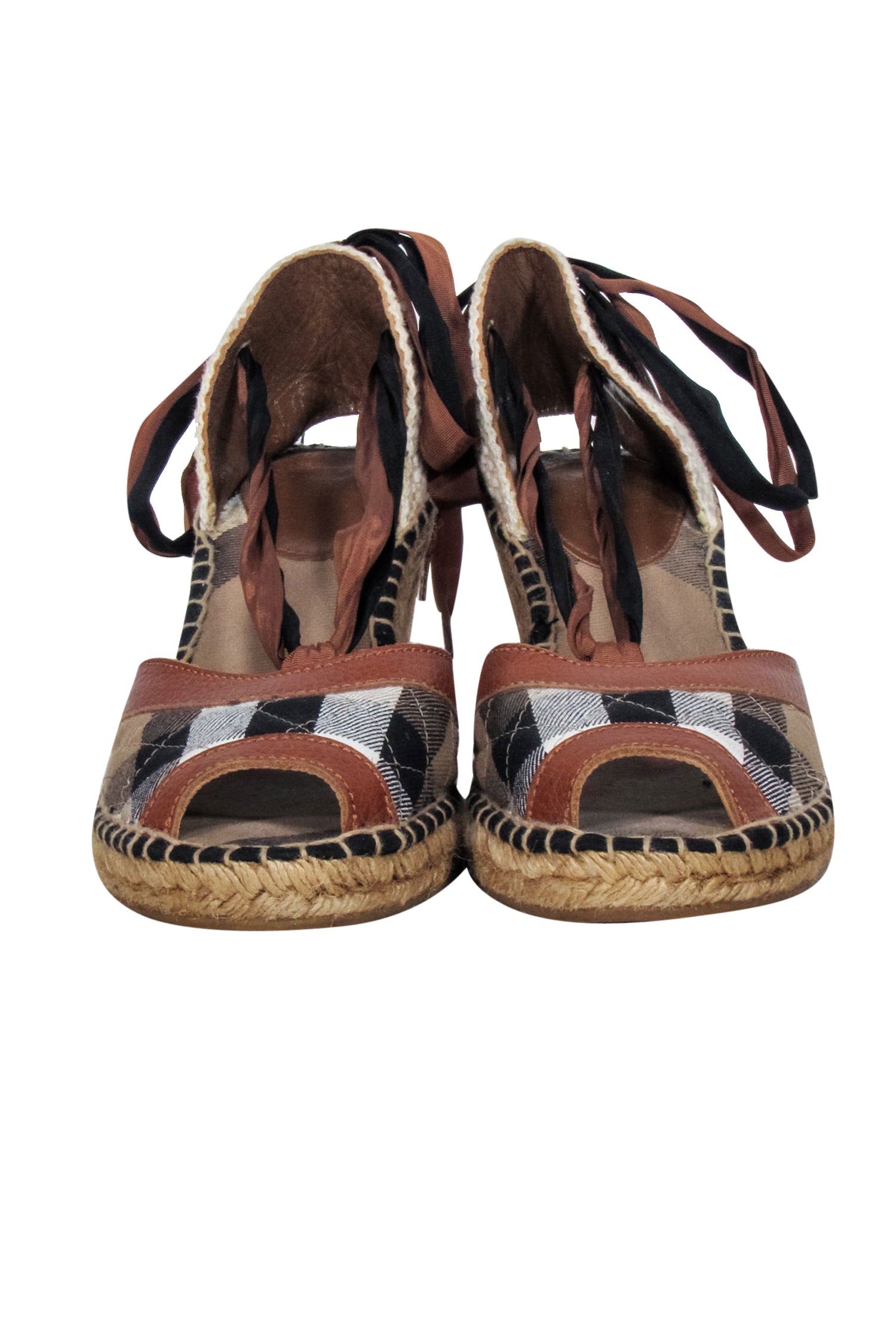 Burberry's Summer Must-Have: Tan Signature Plaid Strappy Wedges in Size 10
