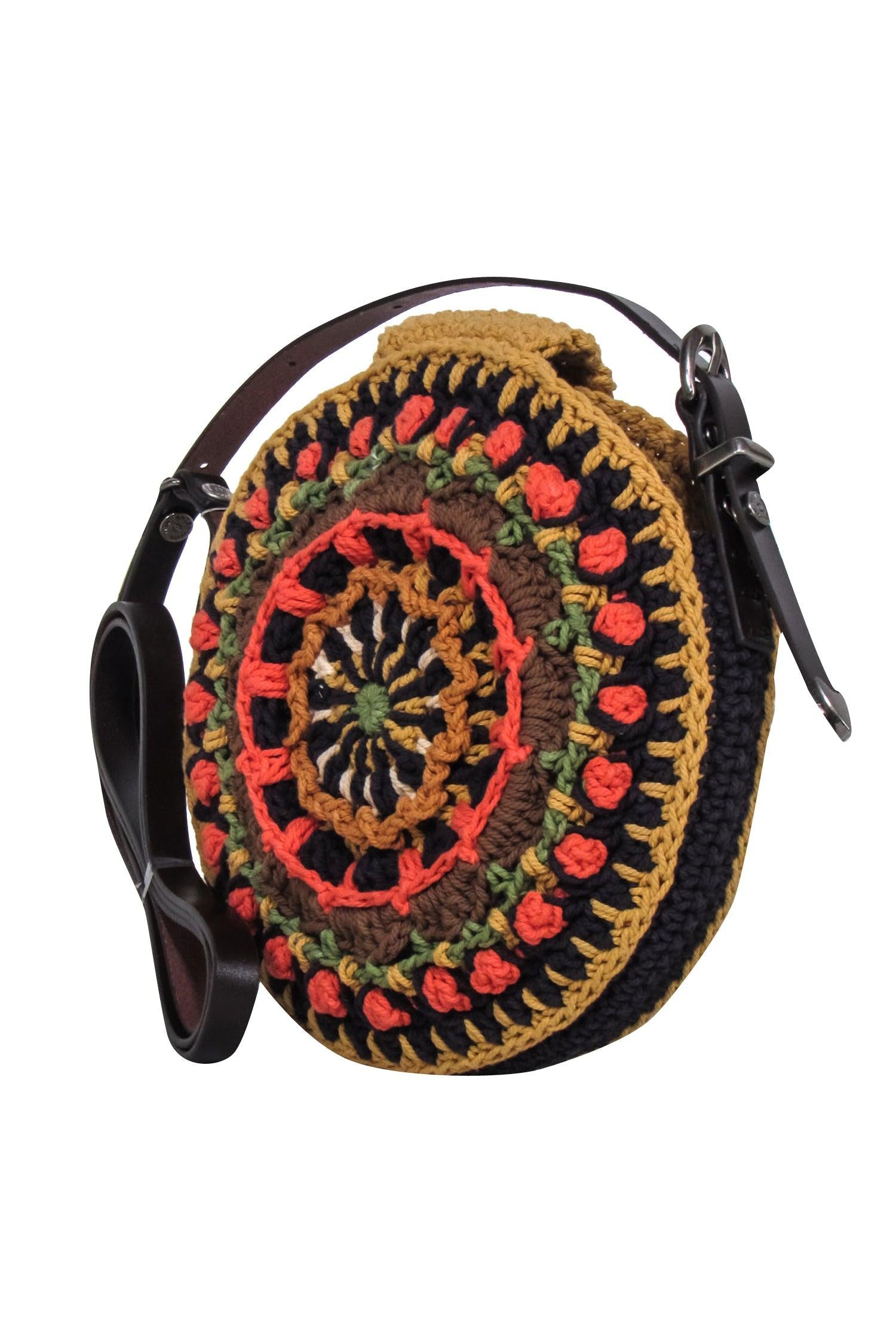 Andersson Bell - Stunning Tan & Multi - Color Woven Round Crossbody Bag