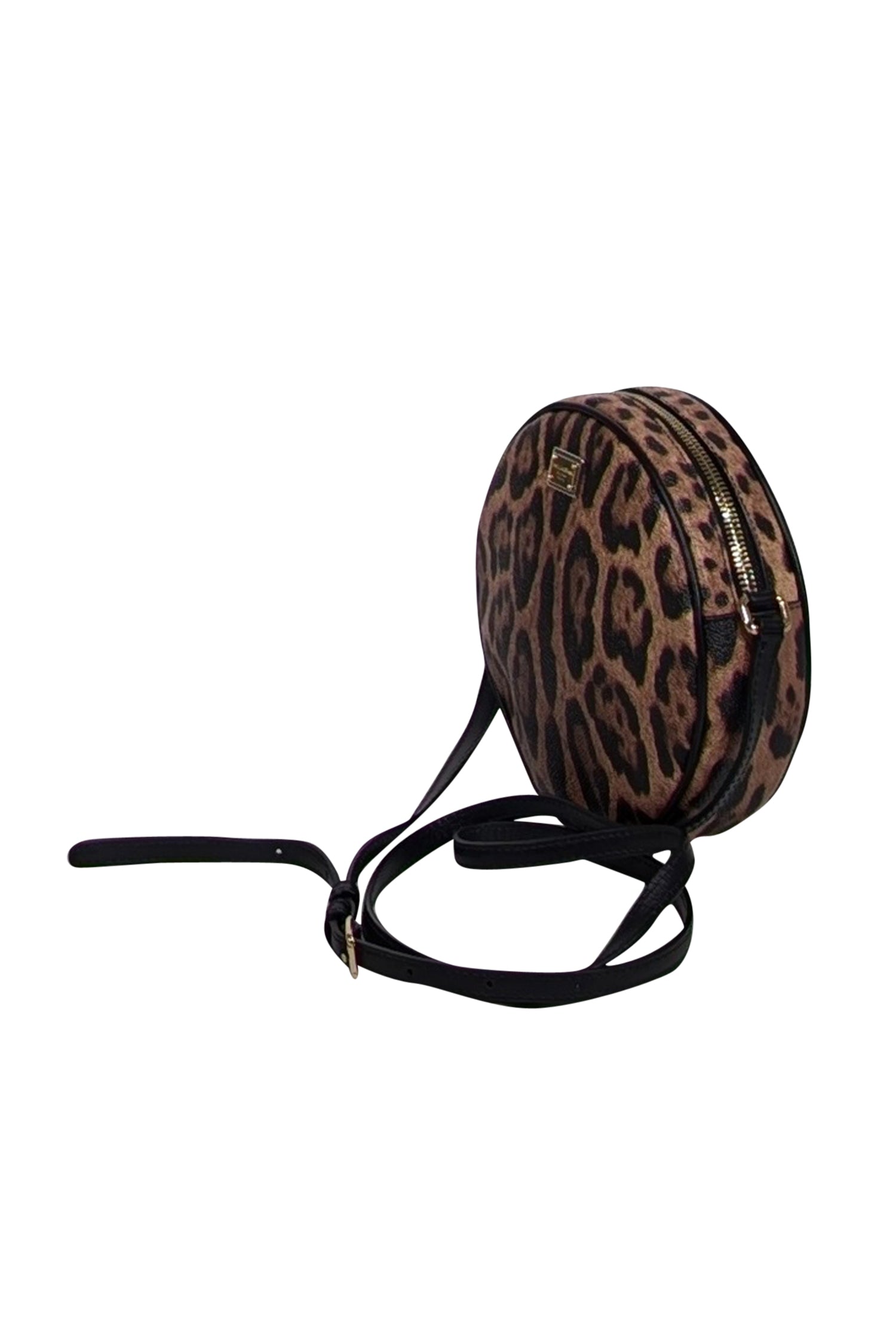 Dolce & Gabbana - Stunning Tan & Black Leopard Print Round Crossbody Bag