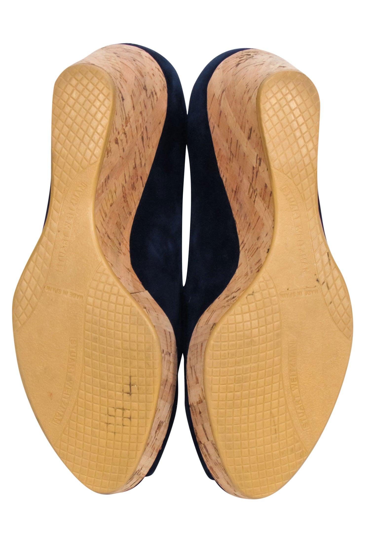 Stuart Weitzman Navy Peep - Toe Cork Wedges: Size 8 Trendsetters!