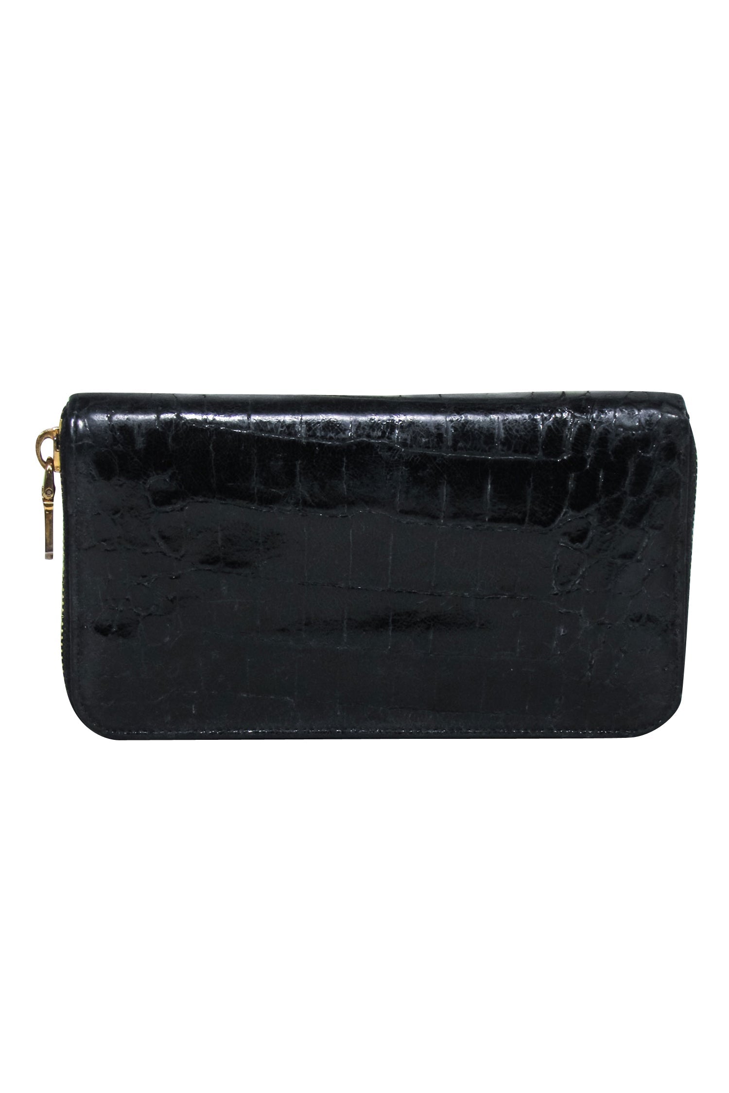 Miu Miu's Chic Black Croc-Embossed Leather Long Wallet