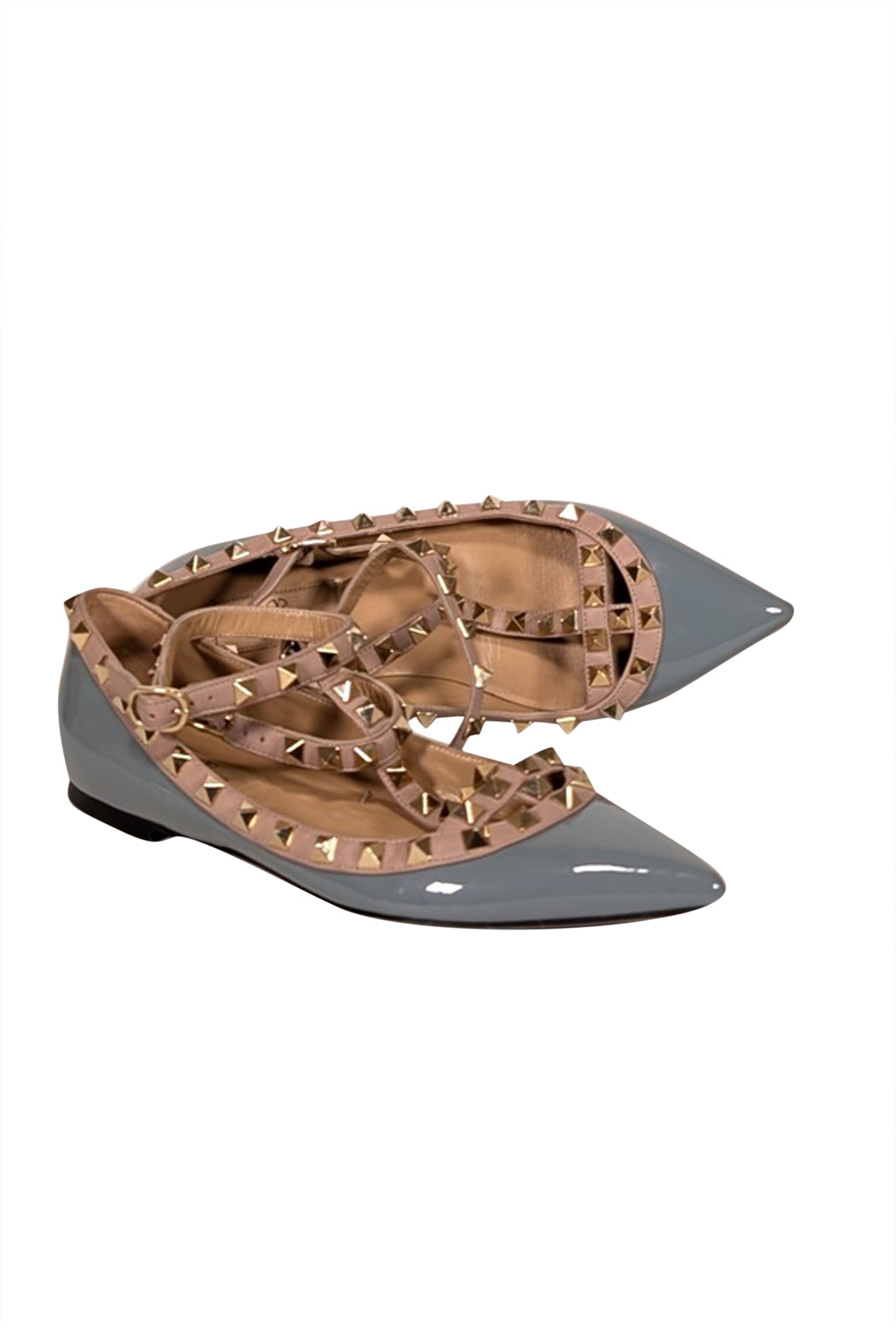 Valentino Powder Blue Patent Studded Flats - Size 6.5: A Luxury Must-Have!
