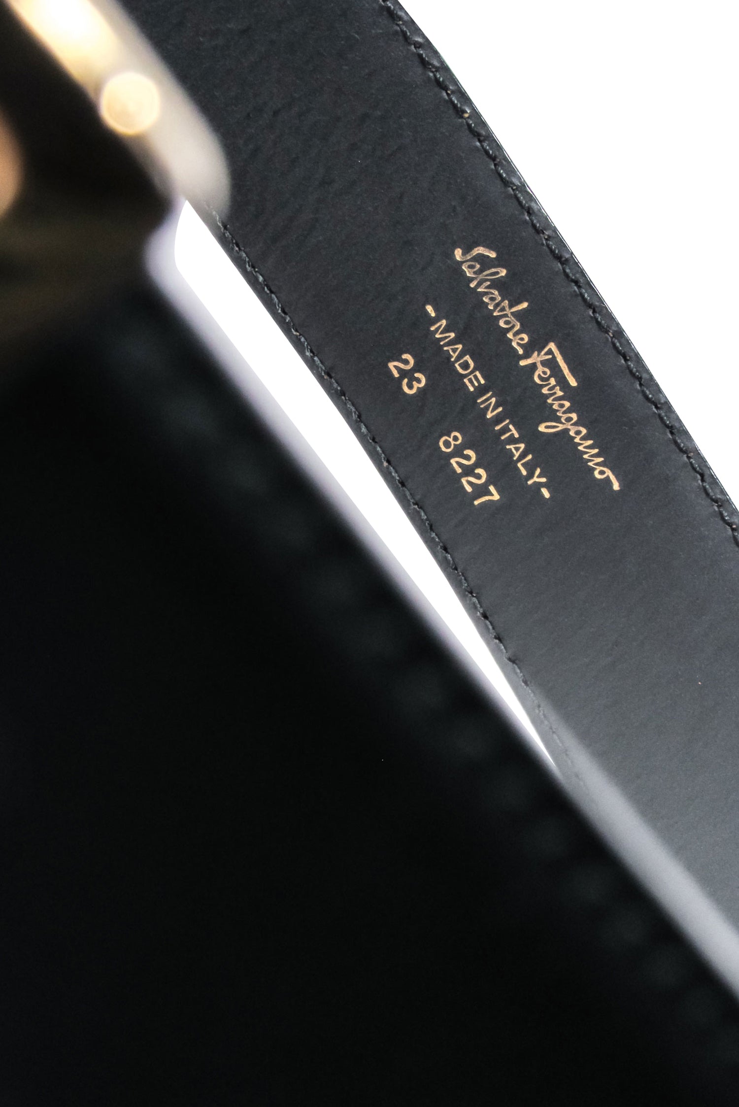 Ferragamo Luxury Black Leather Belt with Stunning Gold Buckle - Size 000