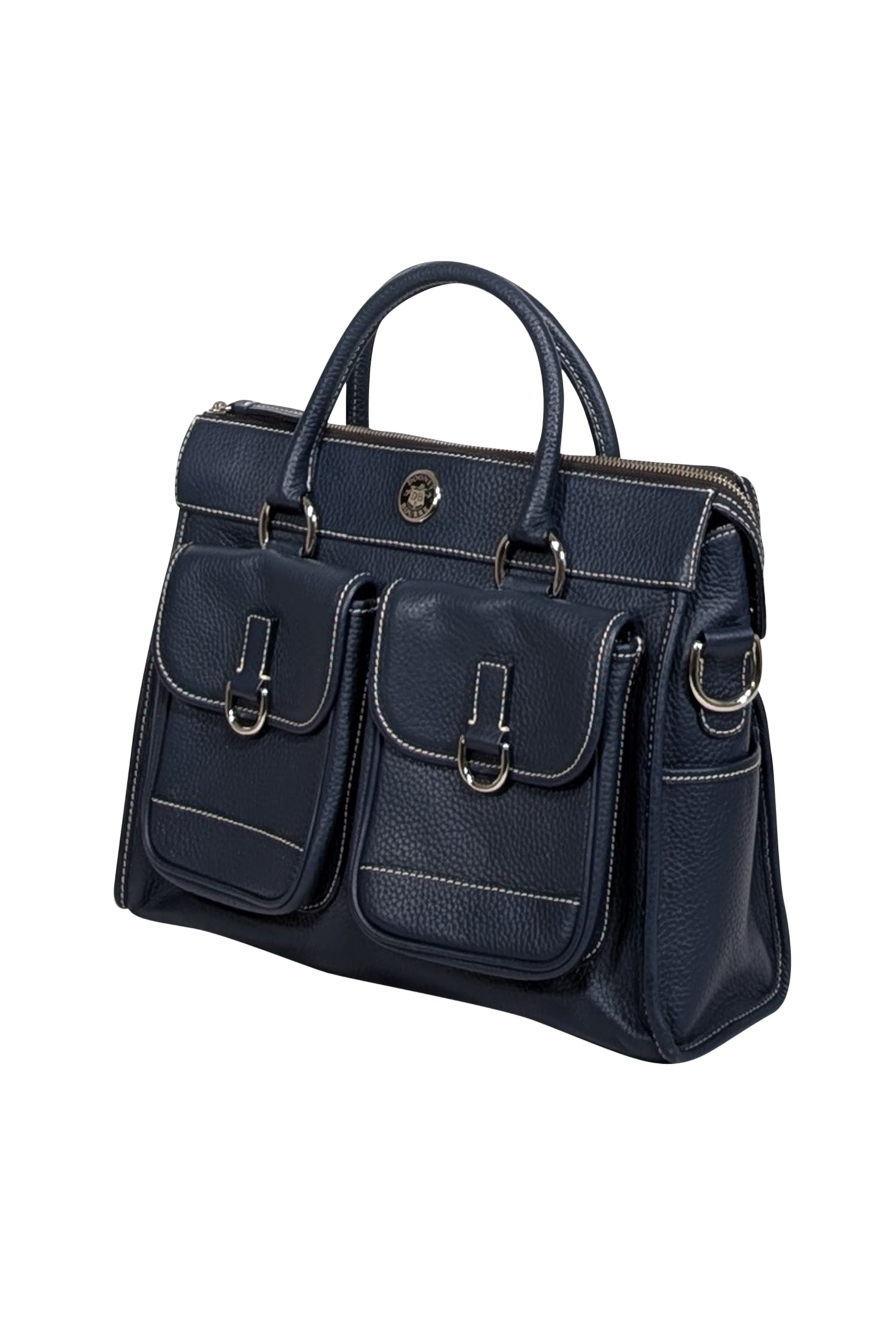Dooney & Bourke - Stunning Navy Blue Pebbled Leather Double - Pocket Front Shoulder Bag