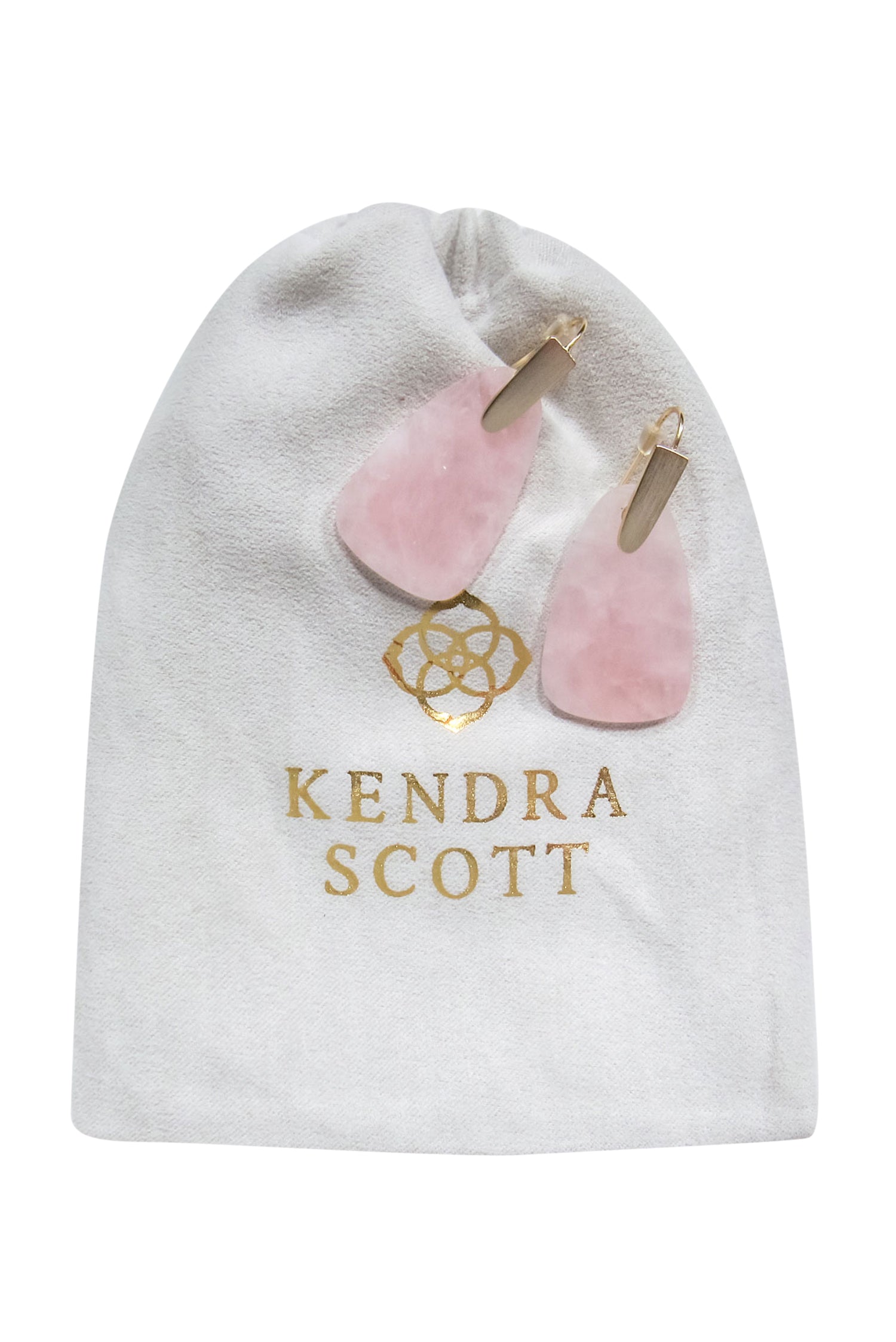 Kendra Scott's Stunning Rose Quartz Fishhook Drop Earrings with 14K Gold Plating