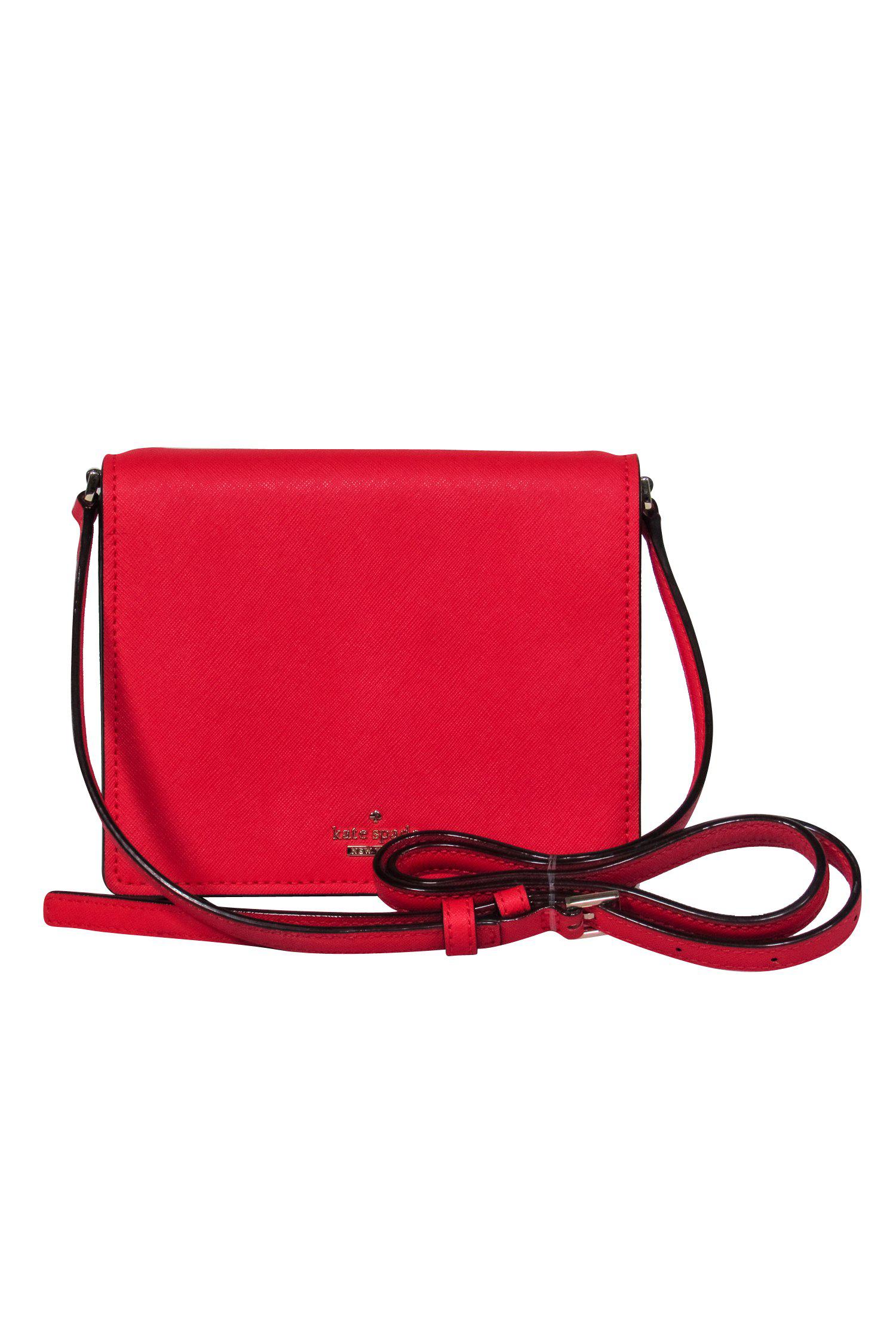 Kate Spade Red Textured Leather Square Crossbody Bag - Stylish and Functional!