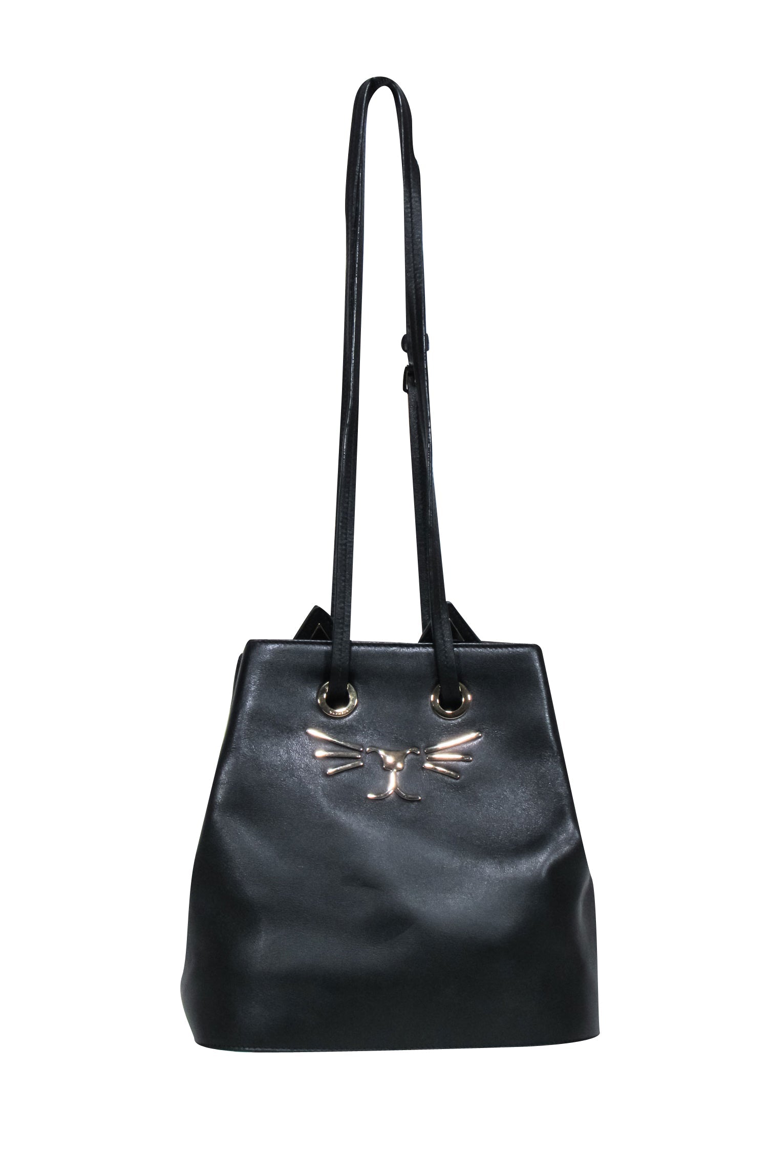 Charlotte Olympia - Stunning Black Leather Feline Bucket Bag