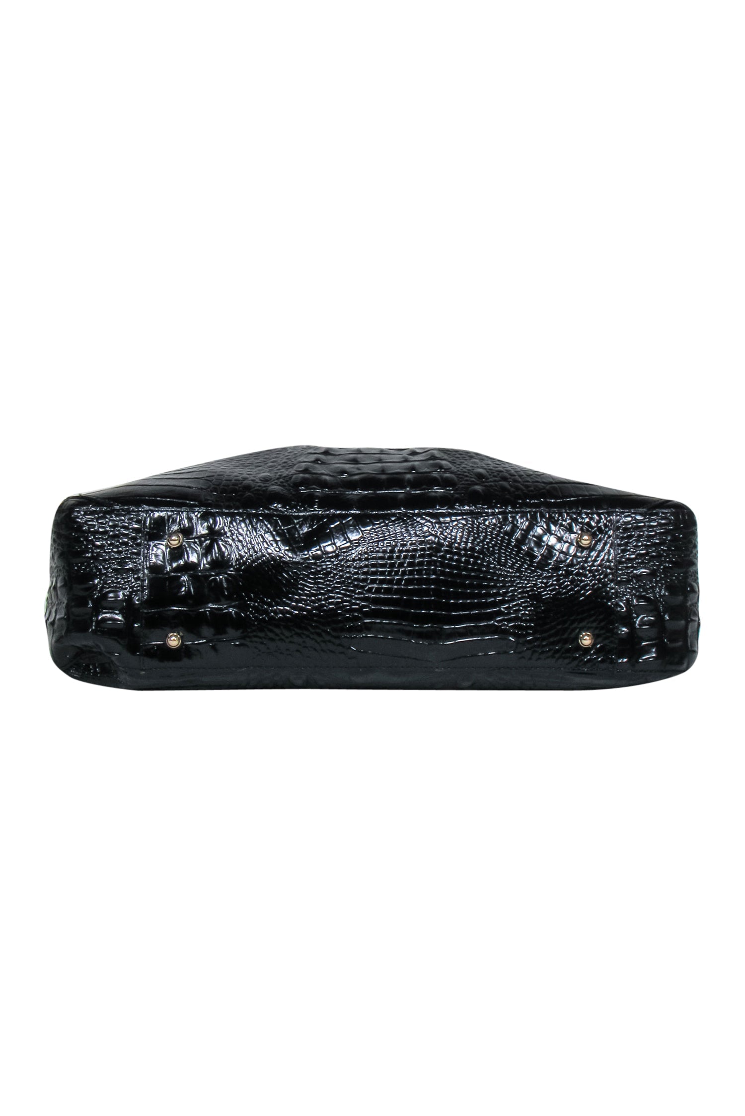 Brahmin Black Patent Leather Croc-Embossed Luxury Tote Bag