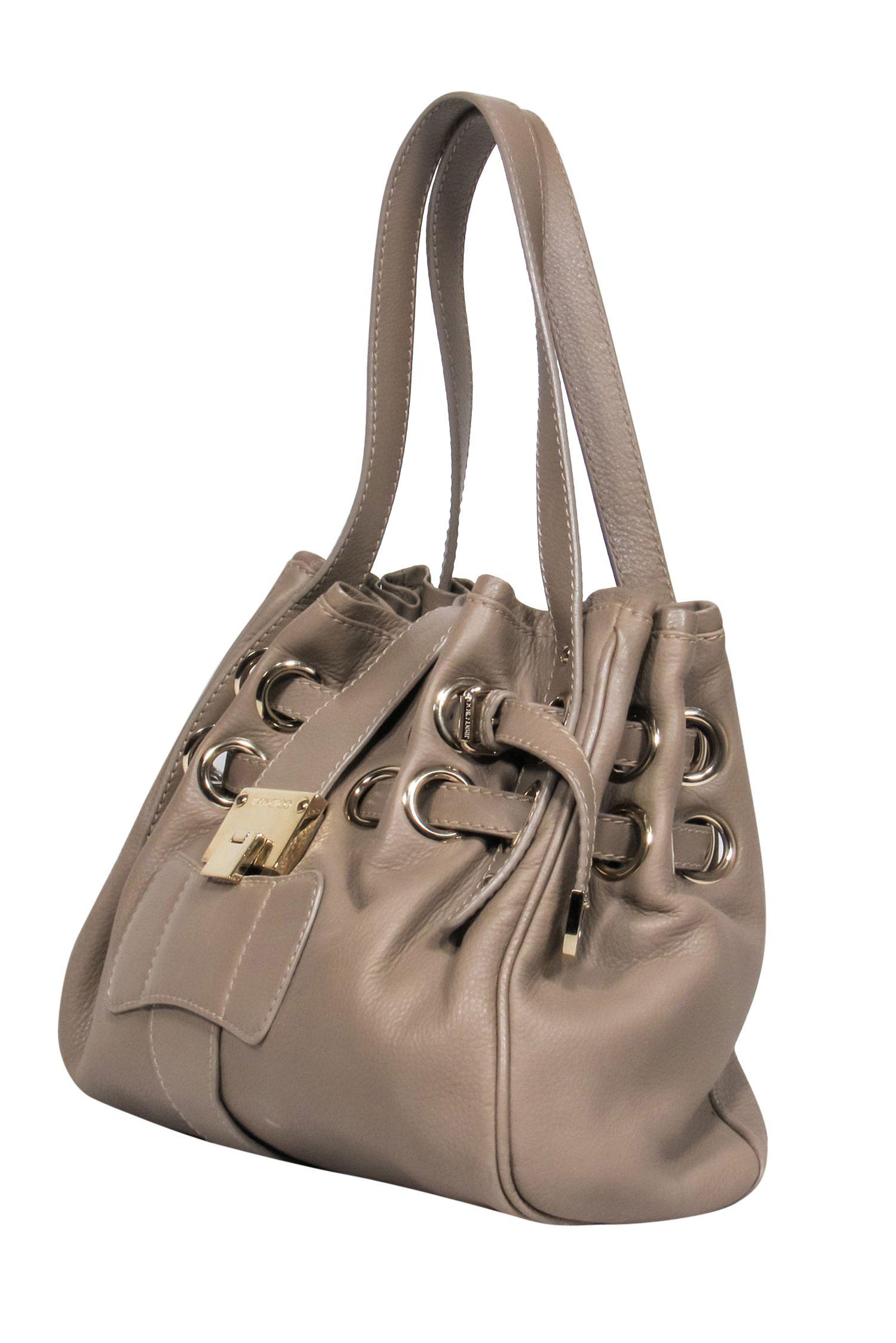 Jimmy Choo - Taupe Leather Ramona Shoulder Satchel: A Fashion Statement
