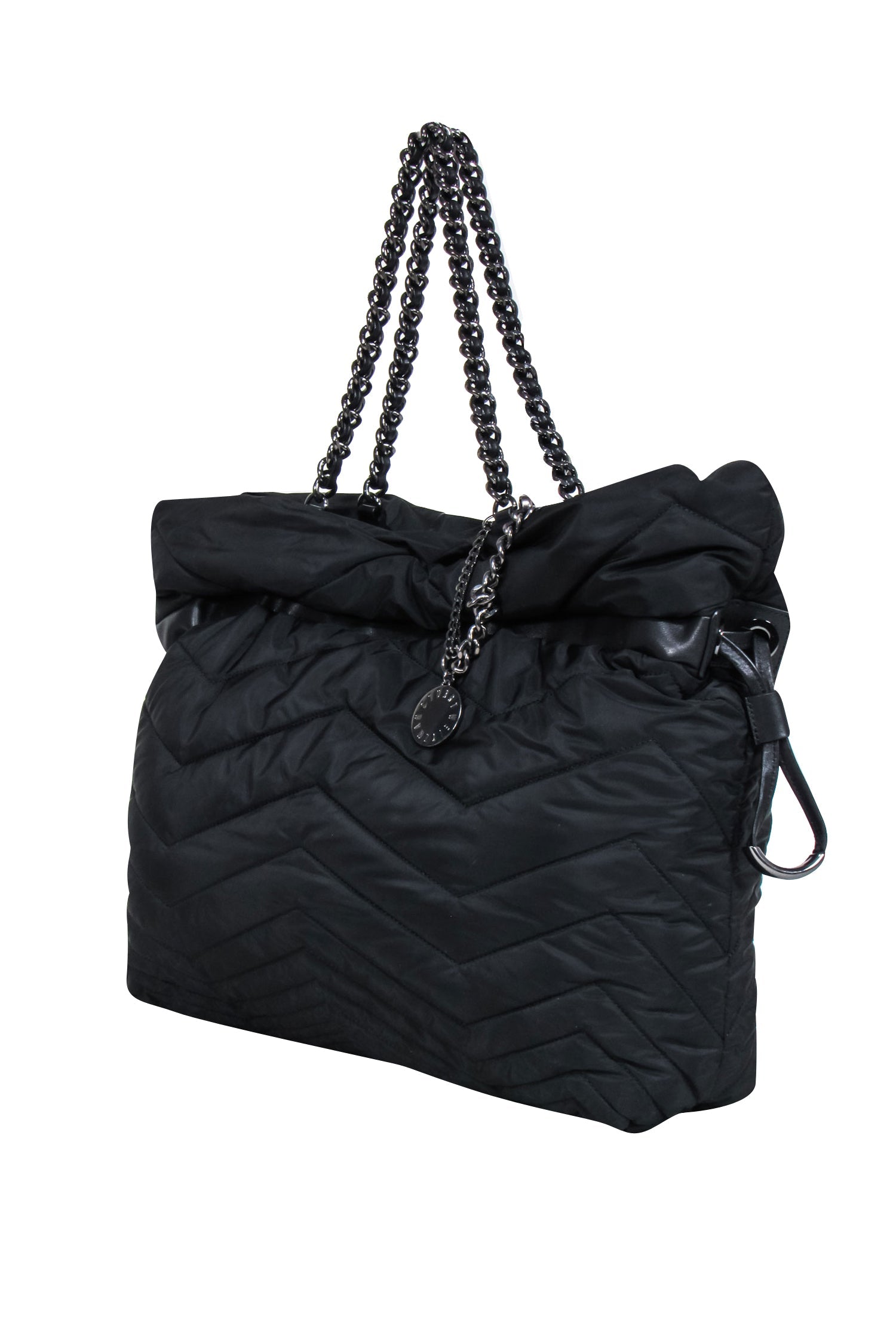 Stuart Weitzman Black Quilted Puffer Tote: The Chain - Strapped Glamour Piece