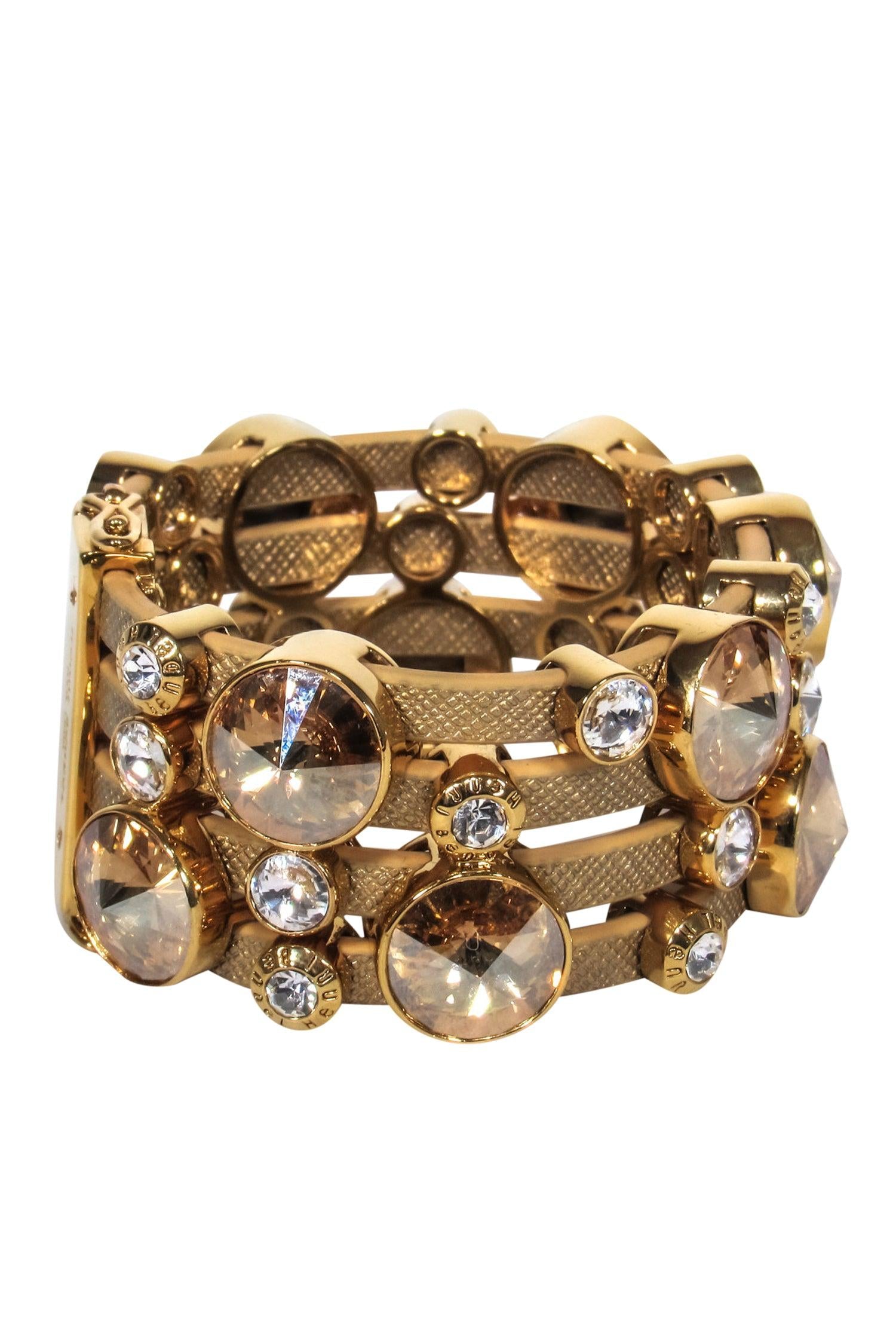Henri Bendel's Glittering Gold Bubble Rhinestone Cuff Bracelet