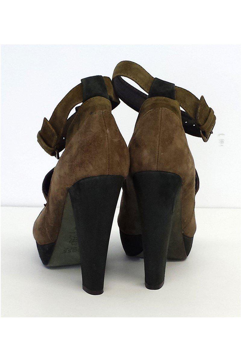 Hoss Intropia's Gorgeous Taupe & Olive Suede Cutout Heels - Size 8