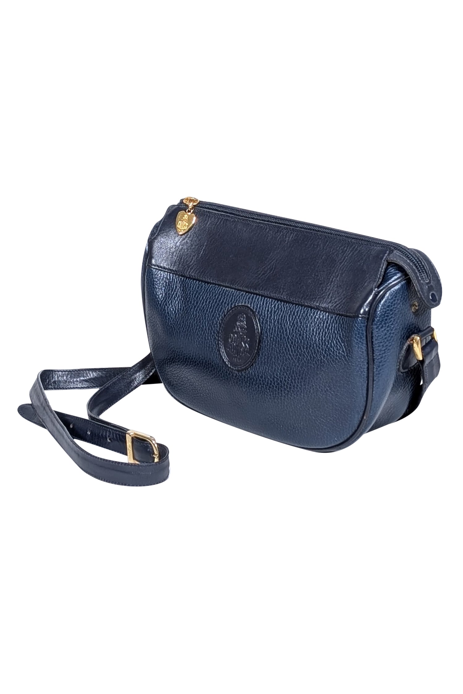 Mark Cross Navy Pebbled Leather Crossbody Bag - A Vintage Stylish Companion