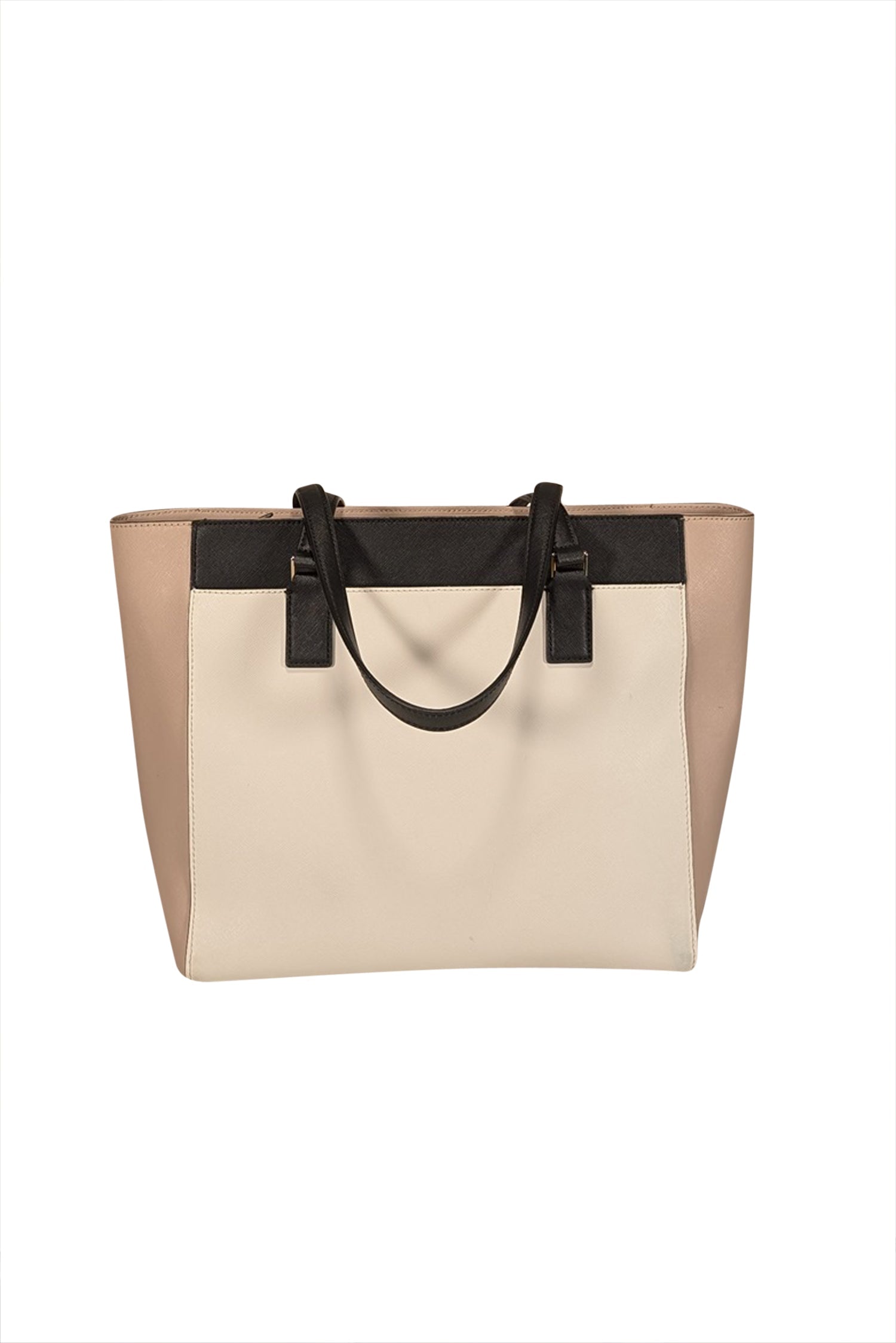 Kate Spade Ivory, Beige & Black Colorblock Luxury Tote Bag
