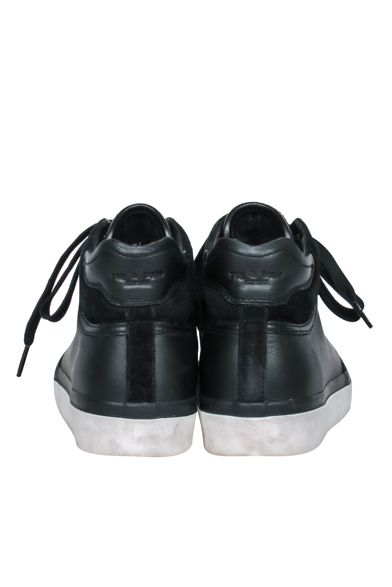 Rag & Bone - Stunning Black Leather & Suede High Top Platform Sneakers, Size 6.5