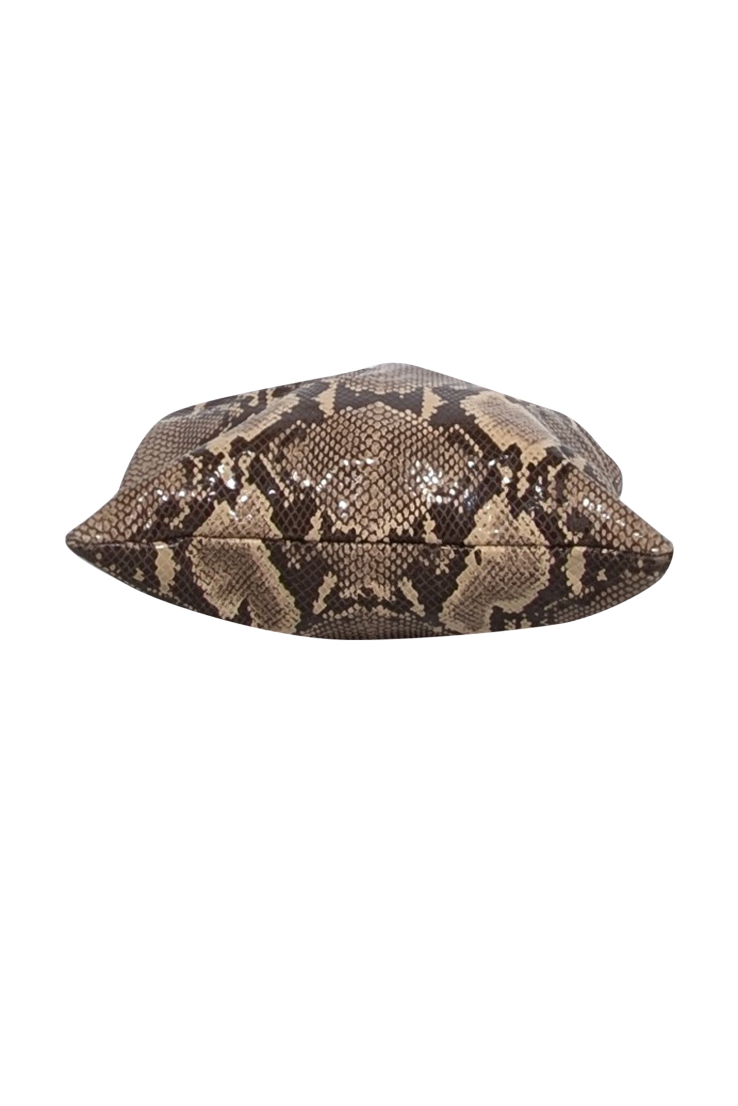 TL-180 Beige & Brown Python-Embossed Leather Chic Shoulder Bag