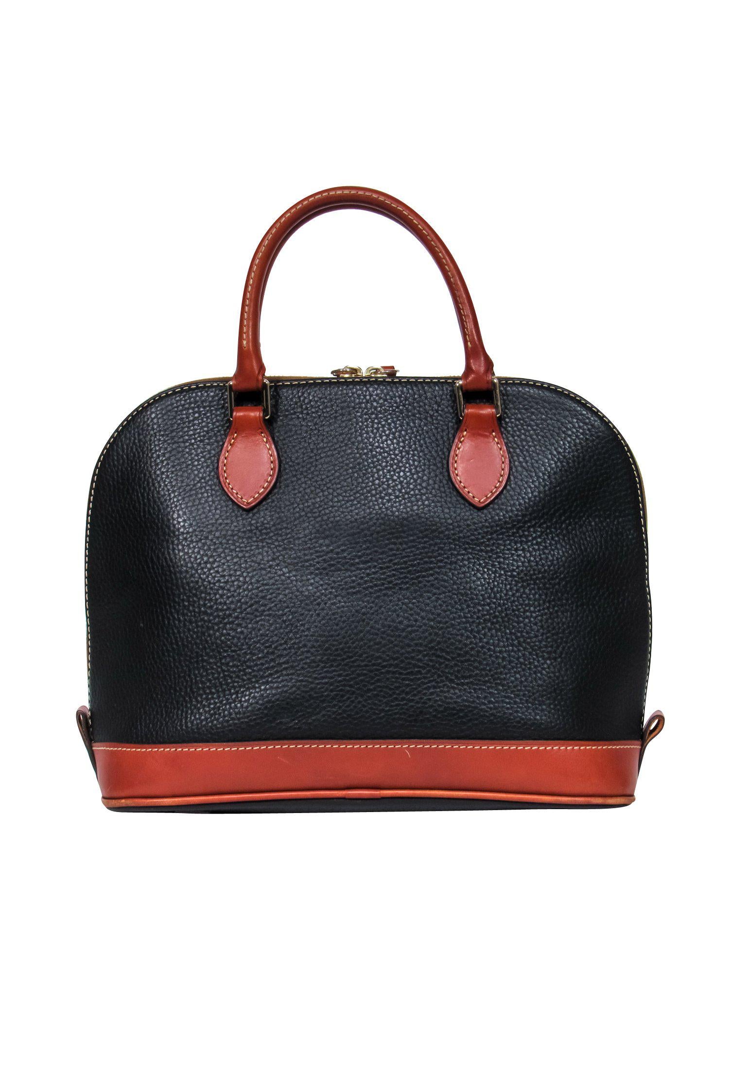 Dooney & Bourke's Stunning Black & Tan Bowler-Style Leather Handbag