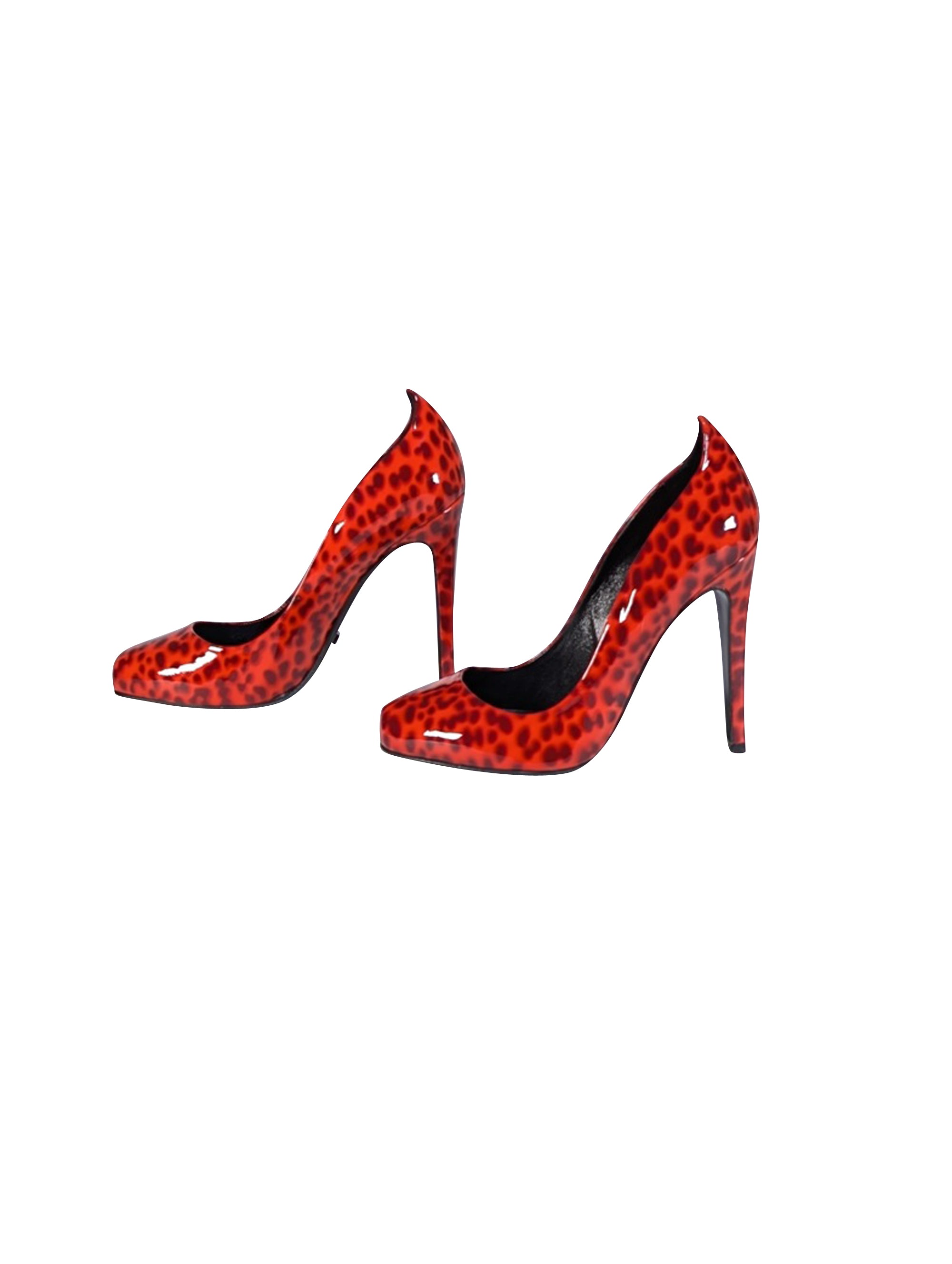 Jerome C. Rousseau Red Leopard Print Patent Leather Heels - Size 7: A Wildly Chic Fashion Statement