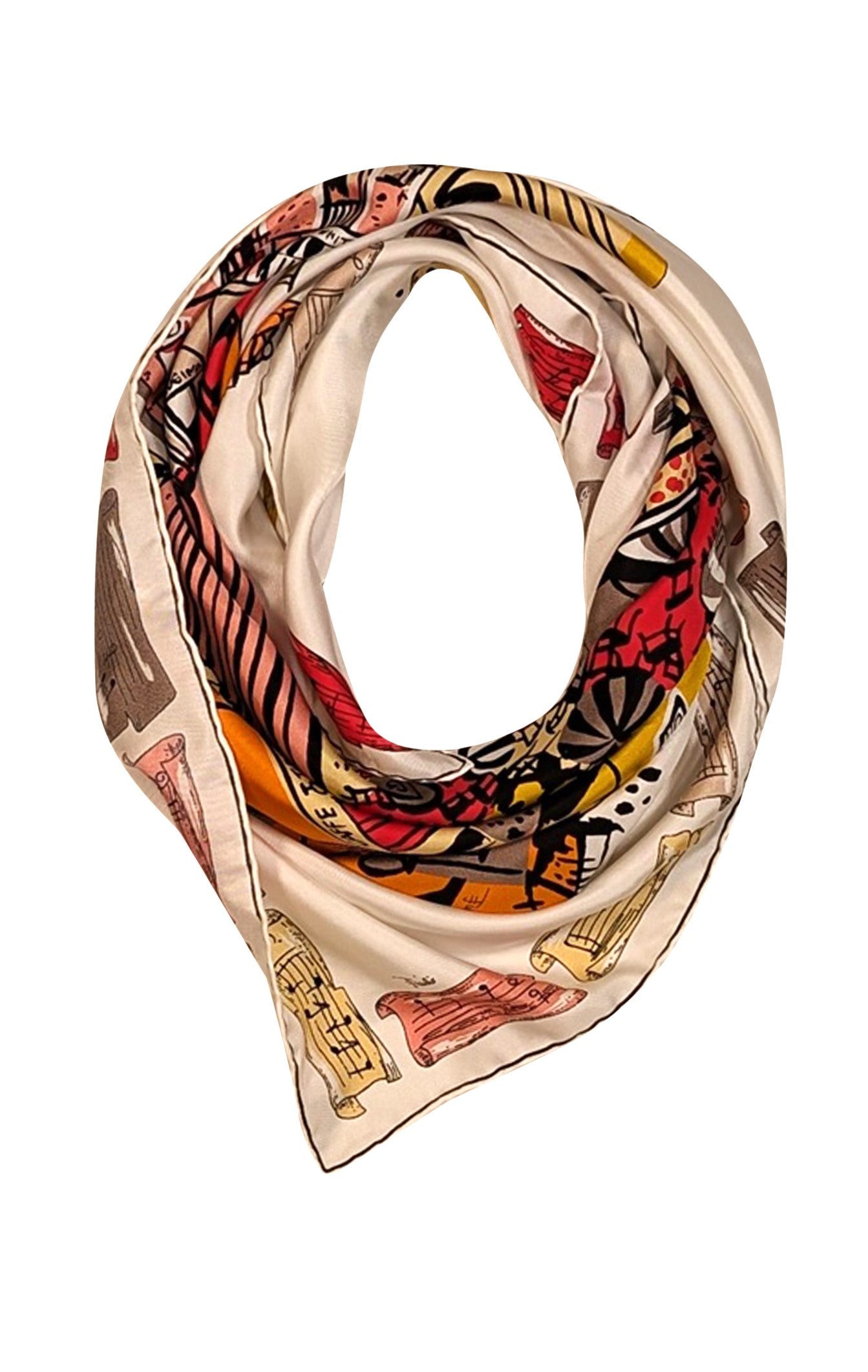Emilio Pucci - Exquisite White & Multi-Color City Print Silk Scarf