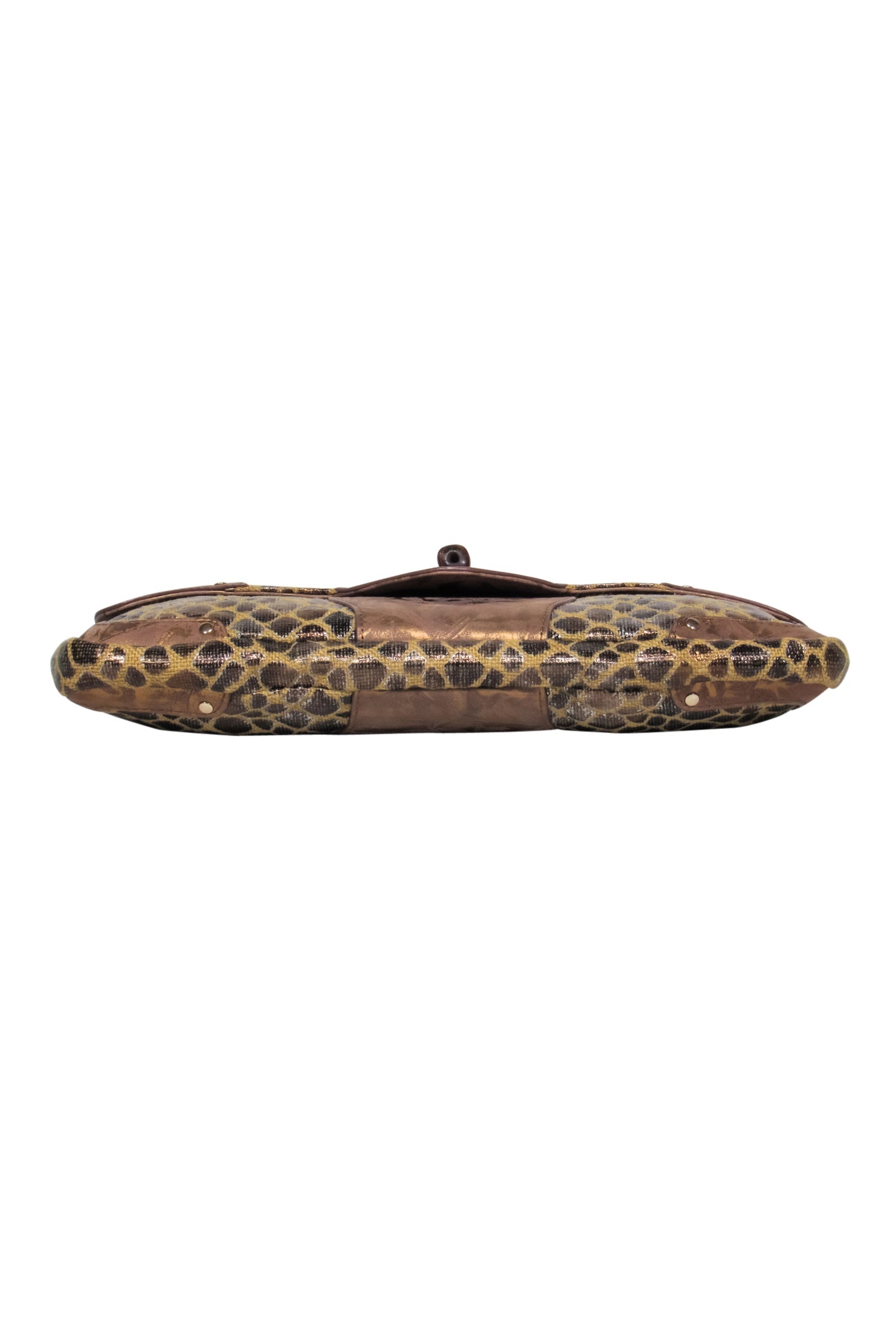 Elaine Turner's Stunning Bronze & Tan Giraffe Print Shoulder Bag with Bamboo Clasp