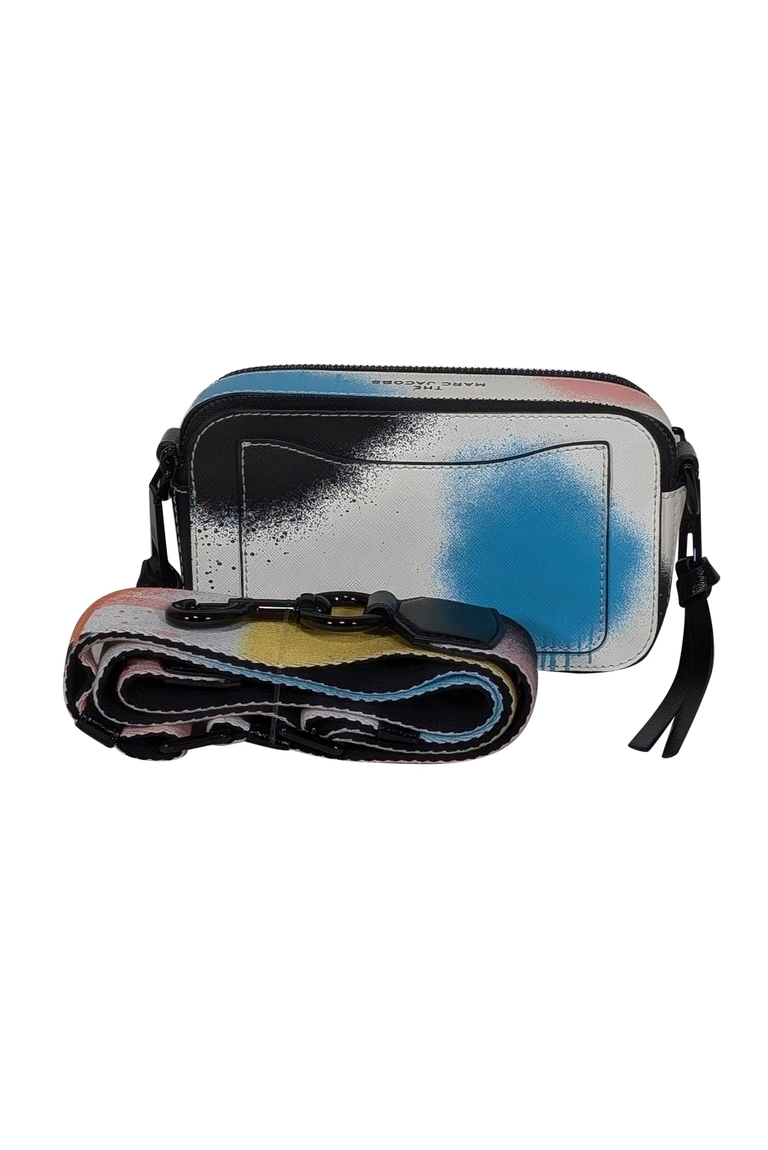 Marc Jacobs Snapshot Bag: White, Black & Multi - Color Paint Splatter Print