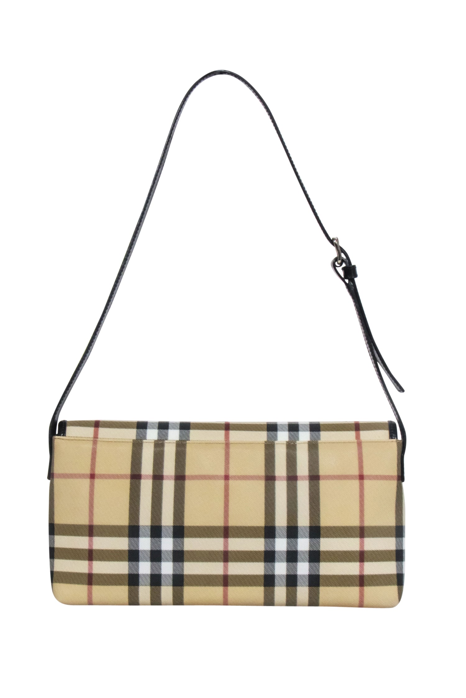 Burberry - Beige Signature Plaid Haymarket Baguette Shoulder Bag: A Style Statement