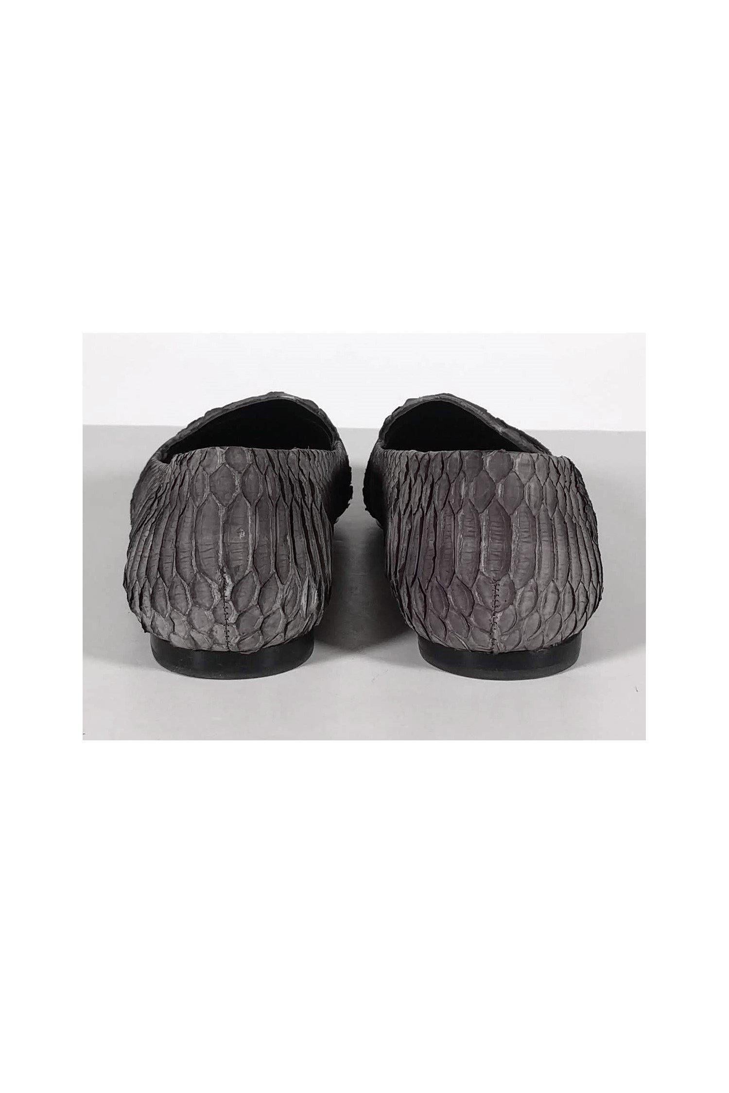 Aerin Grey Faux Snakeskin Flats - Size 7: Stylish and Versatile!