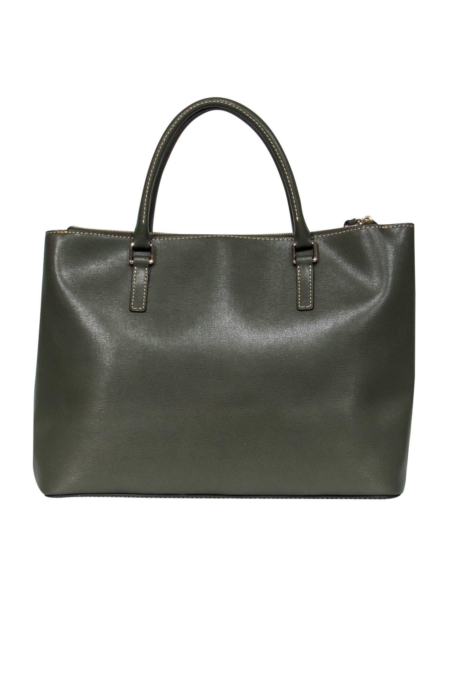 Dooney & Bourke Olive Green Leather Multicompartment Tote - The Ultimate Work Companion