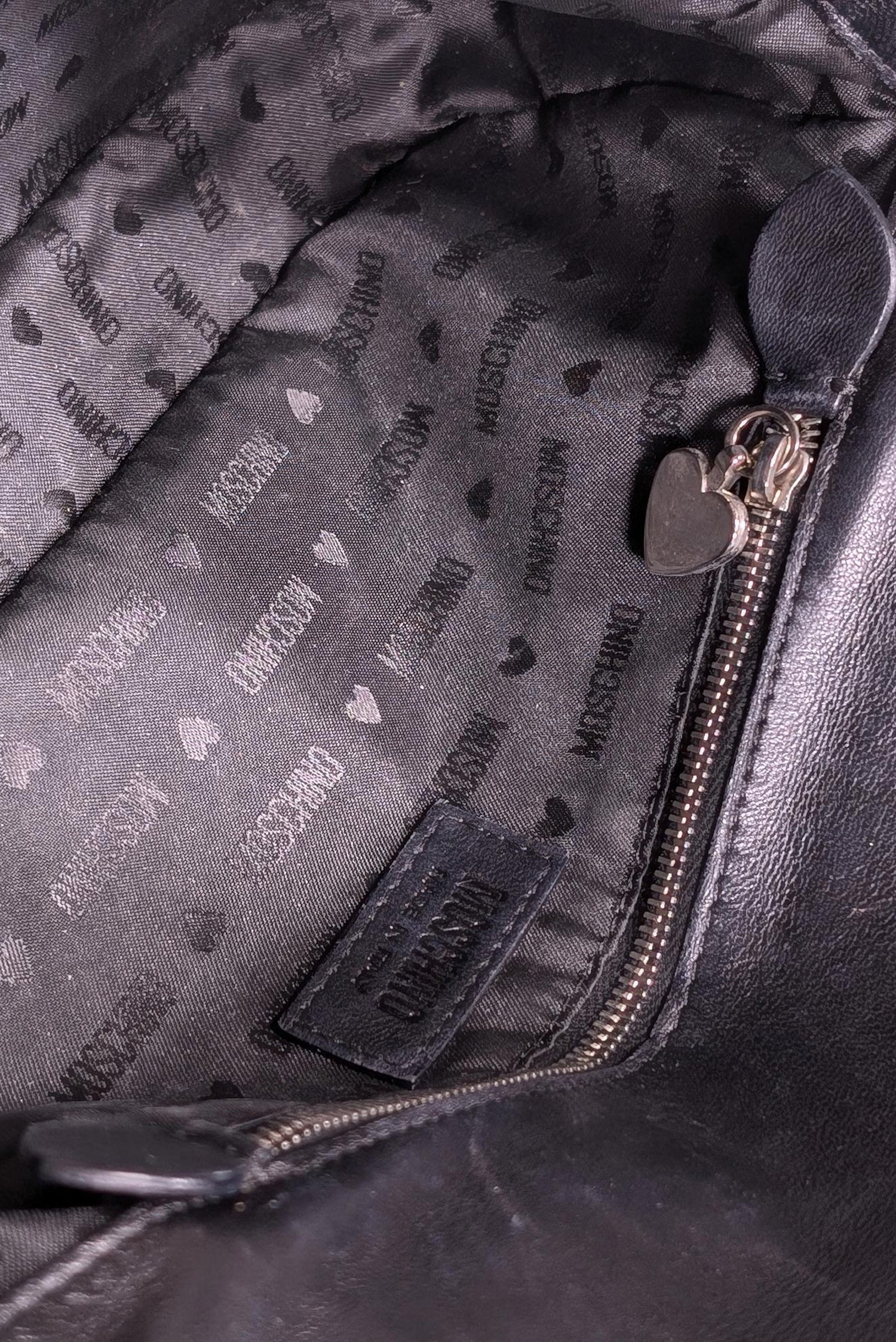 Moschino's Striking Black & White Stripe Leather Shoulder Bag