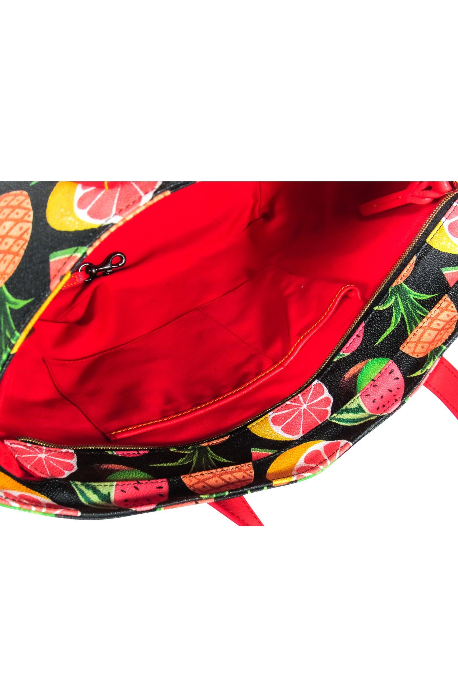 Dooney & Bourke - Tropical Fruit Printed Pebbled Leather Tote Bag
