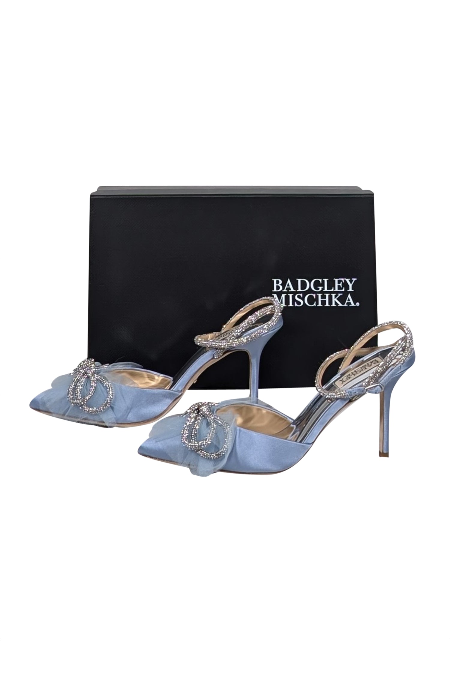 Badgley Mischka Light Blue Embellished Ankle Strap Pumps - Size 8: Ideal for Bridal Bliss!
