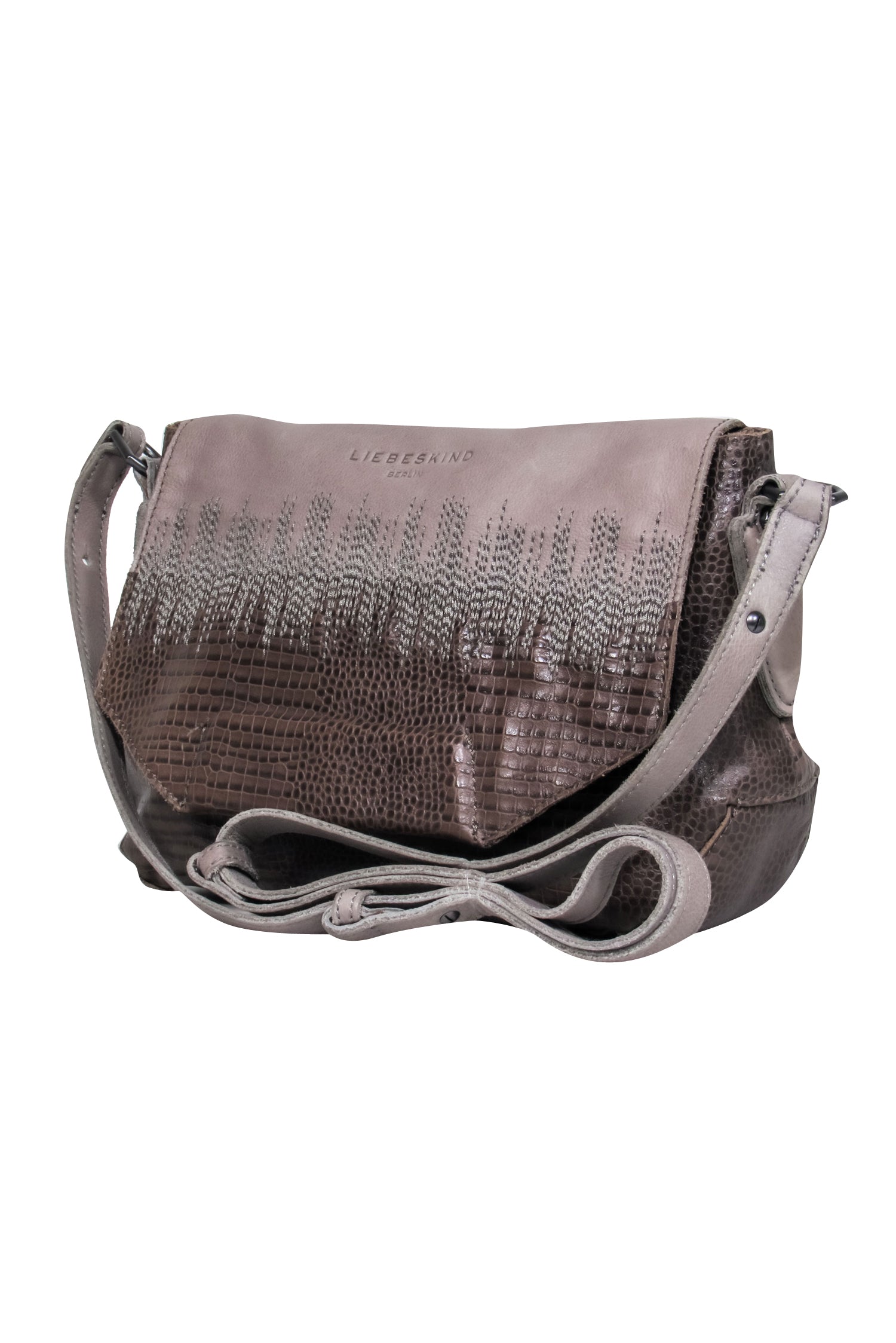 Liebeskind - Chic Grey Leather Shoulder Bag with Adjustable Strap and Boho Flair