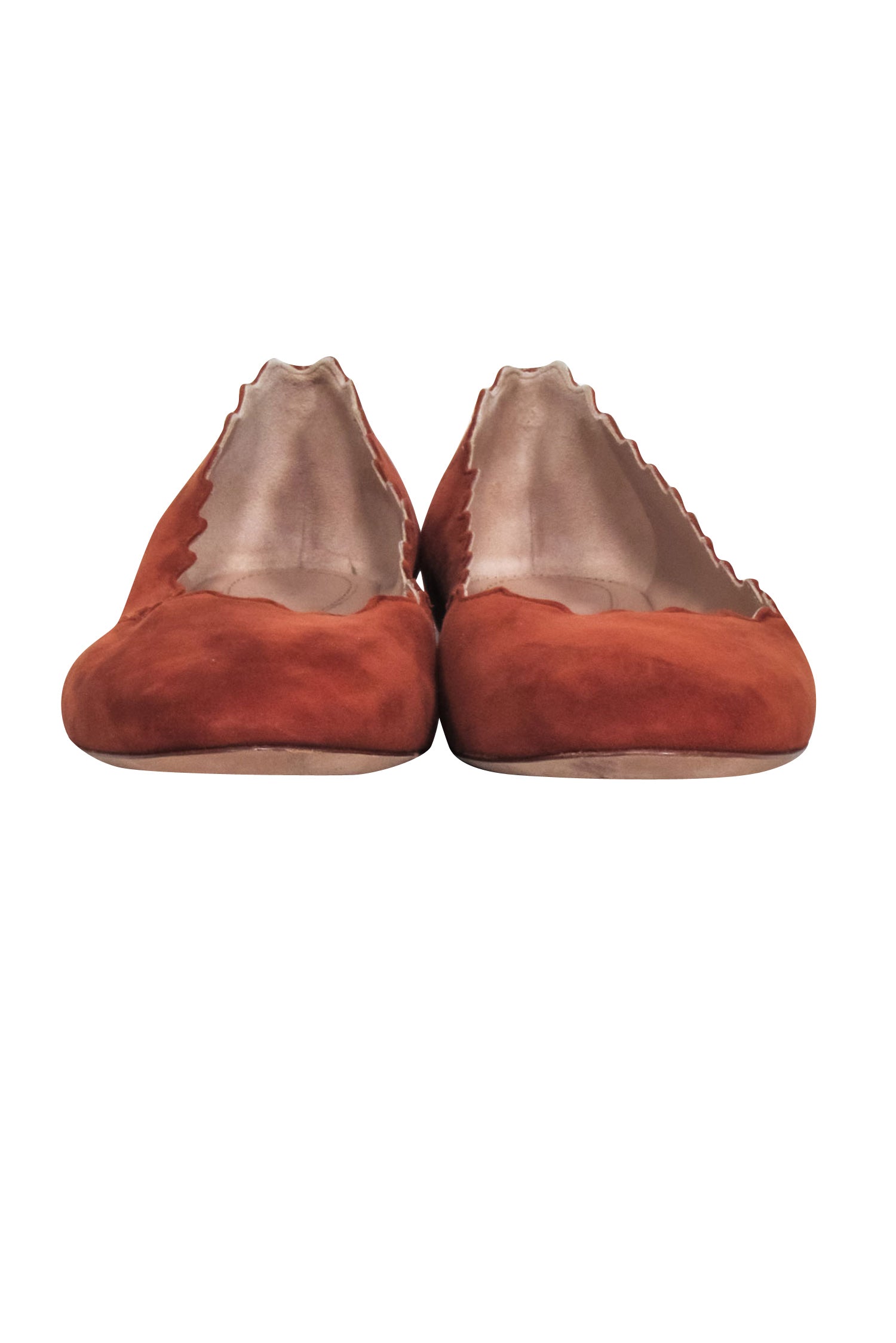 Chloe Tan Suede Scallop Edge Flats - Size 6: Boho - Chic Style!