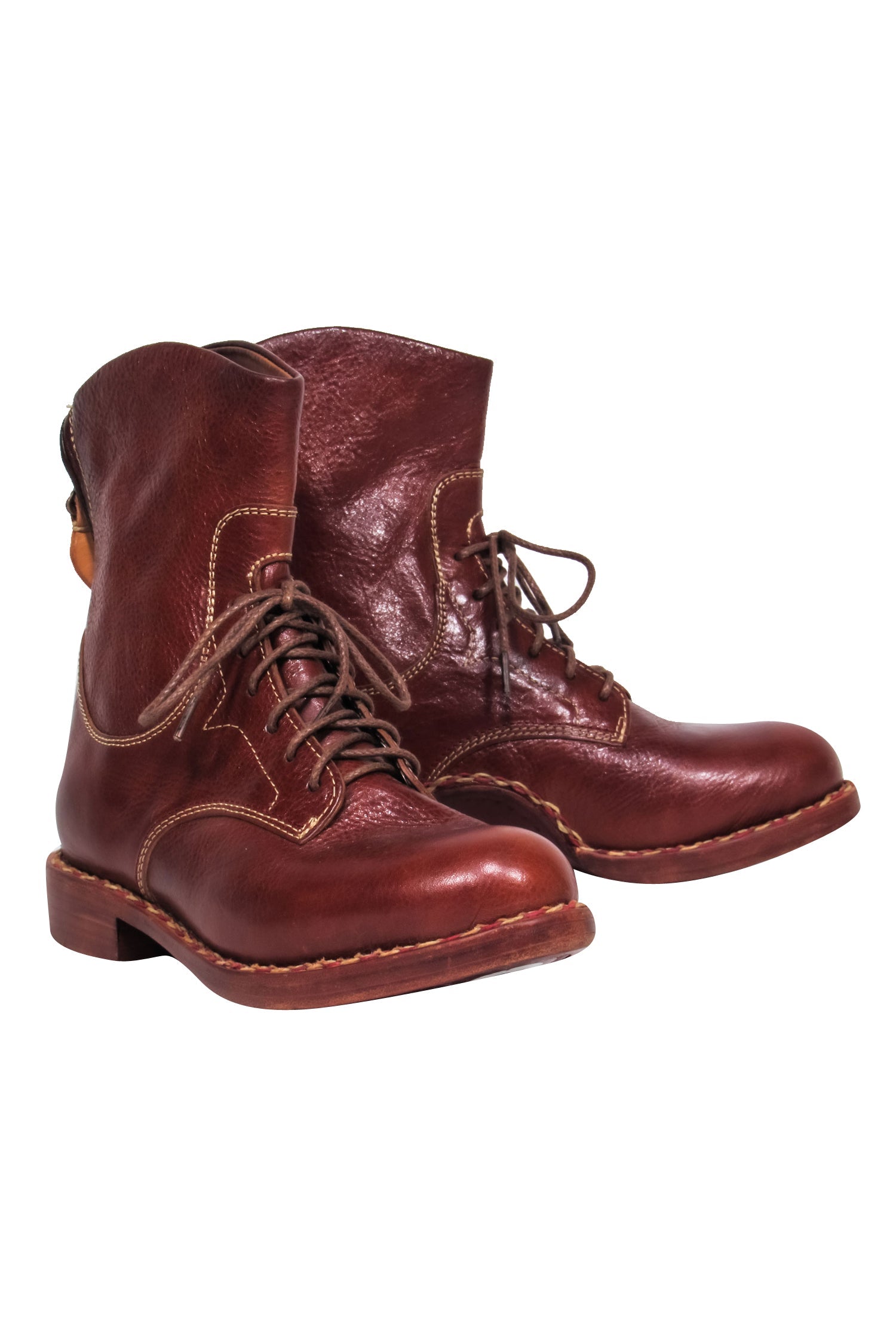 Angela Scott Light Brown Leather Lace - Up Booties (Size 6) - Must - Have for Fall!