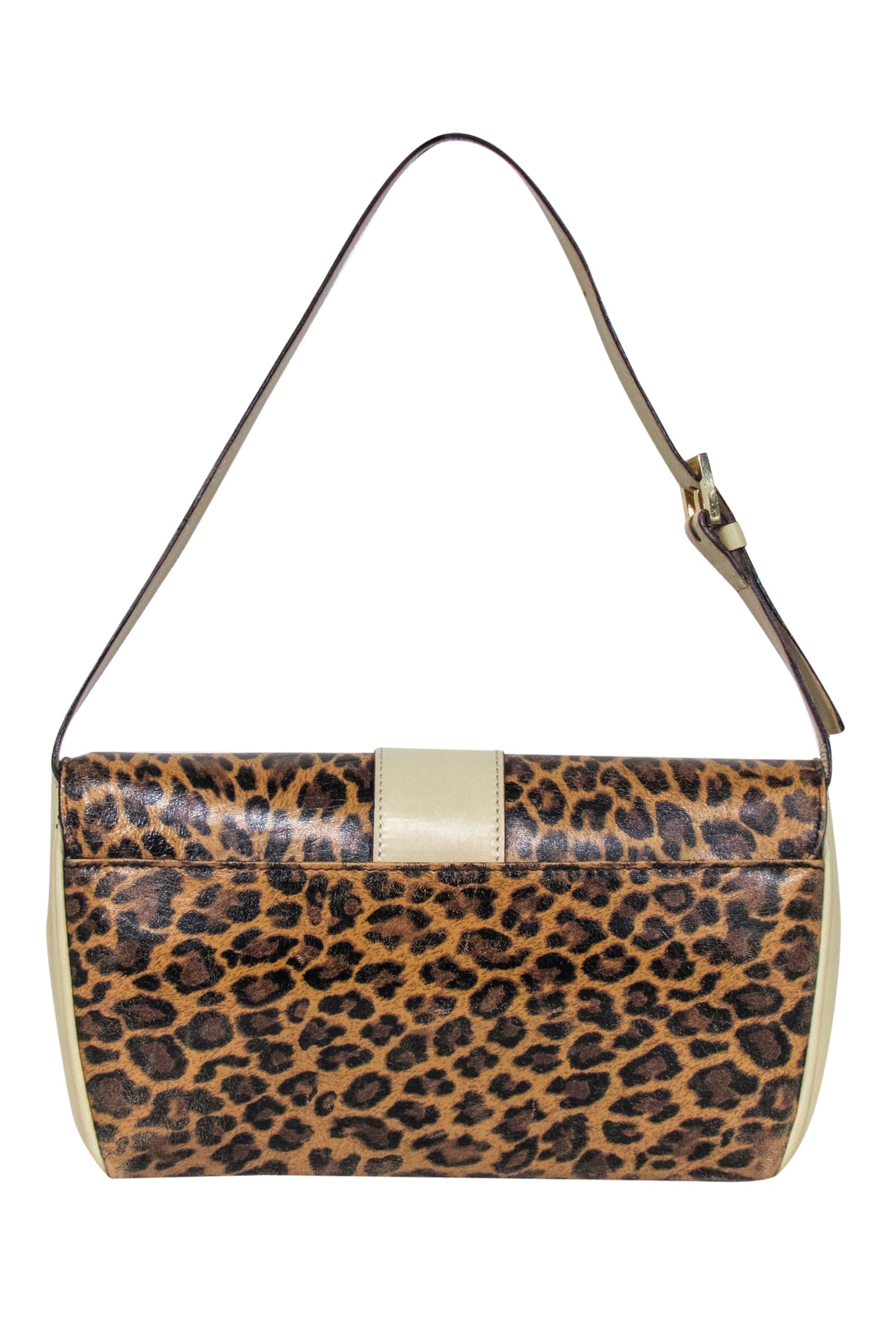 Dolce & Gabbana - Stunning Tan Leopard Print Baguette Bag with Beige Leather Trims