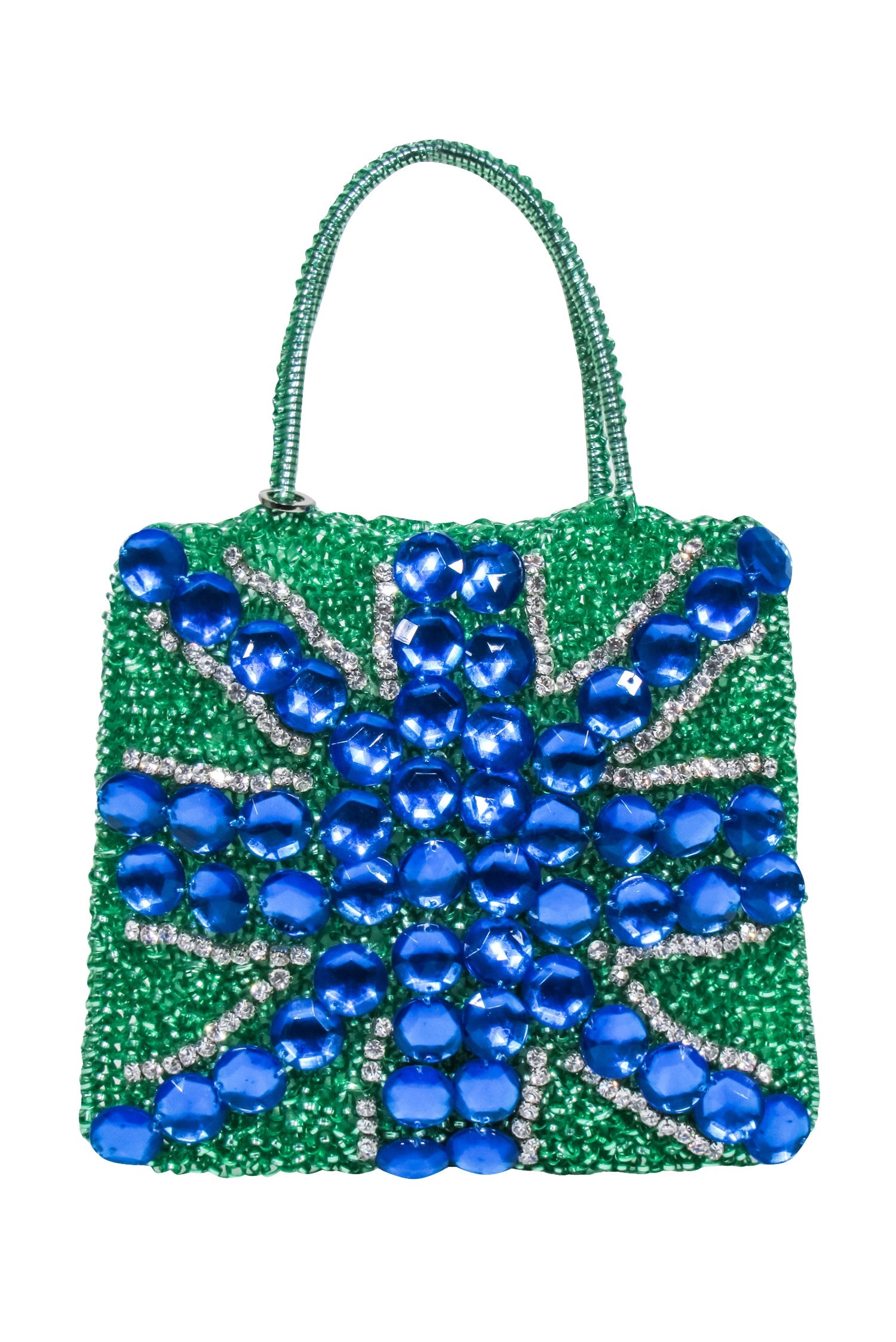 Anteprima - Enchanting Green Coil Handbag with Blue Beaded Front