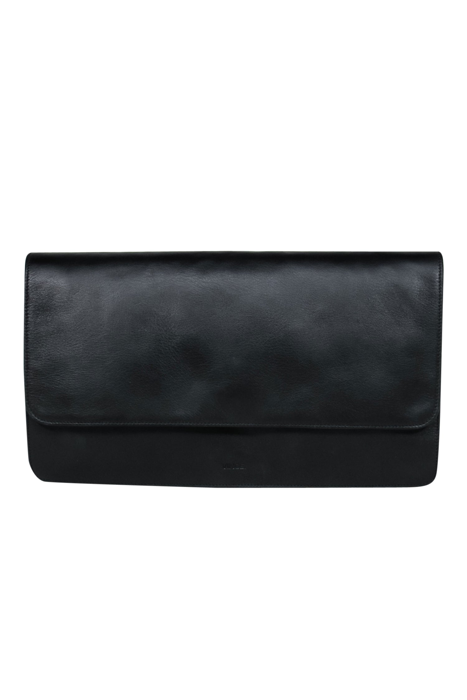 Vince's Stunning Two-Tone Leather Snap Clutch with White Handle