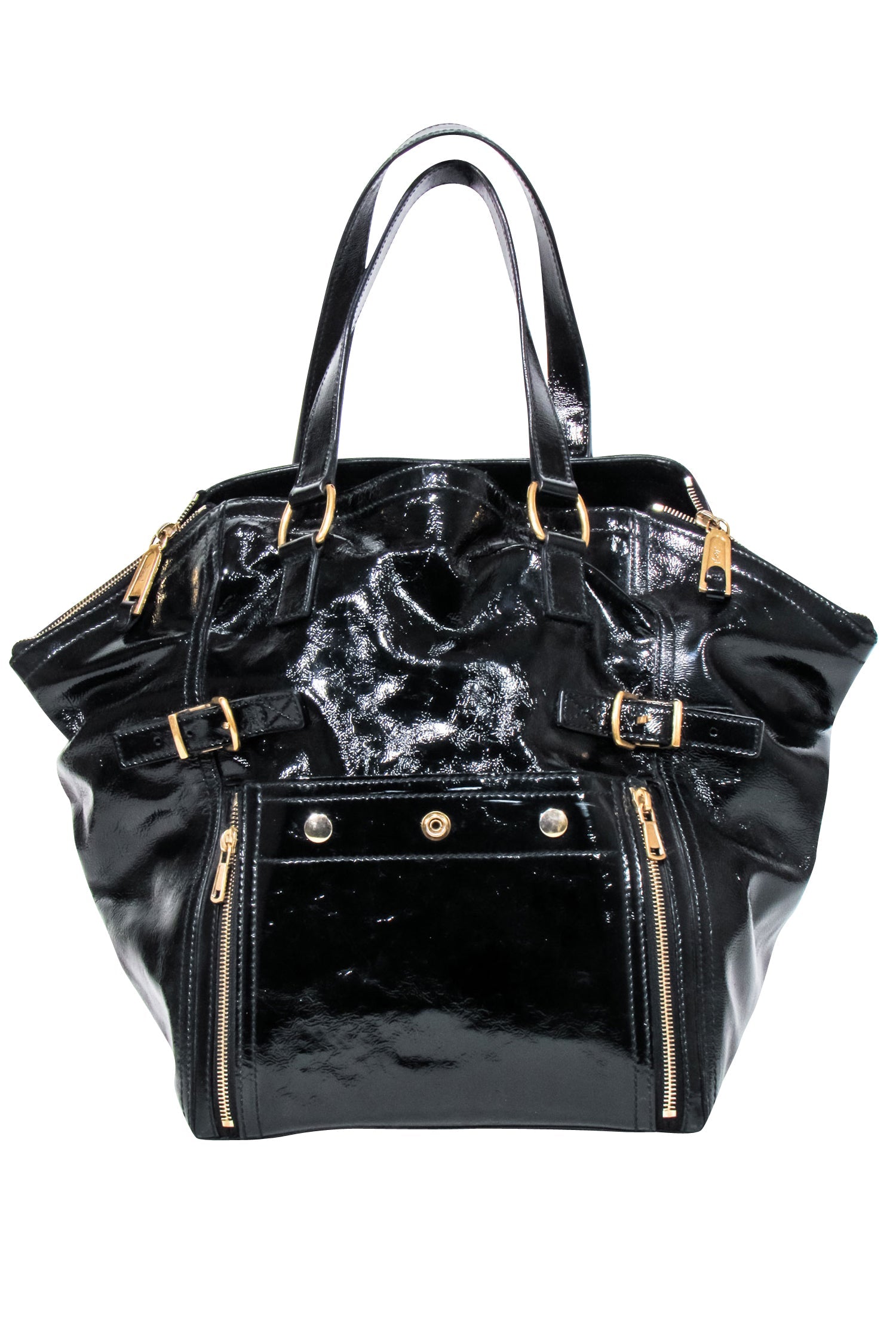 Yves Saint Laurent's Stunning Black Patent Leather Downtown Tote