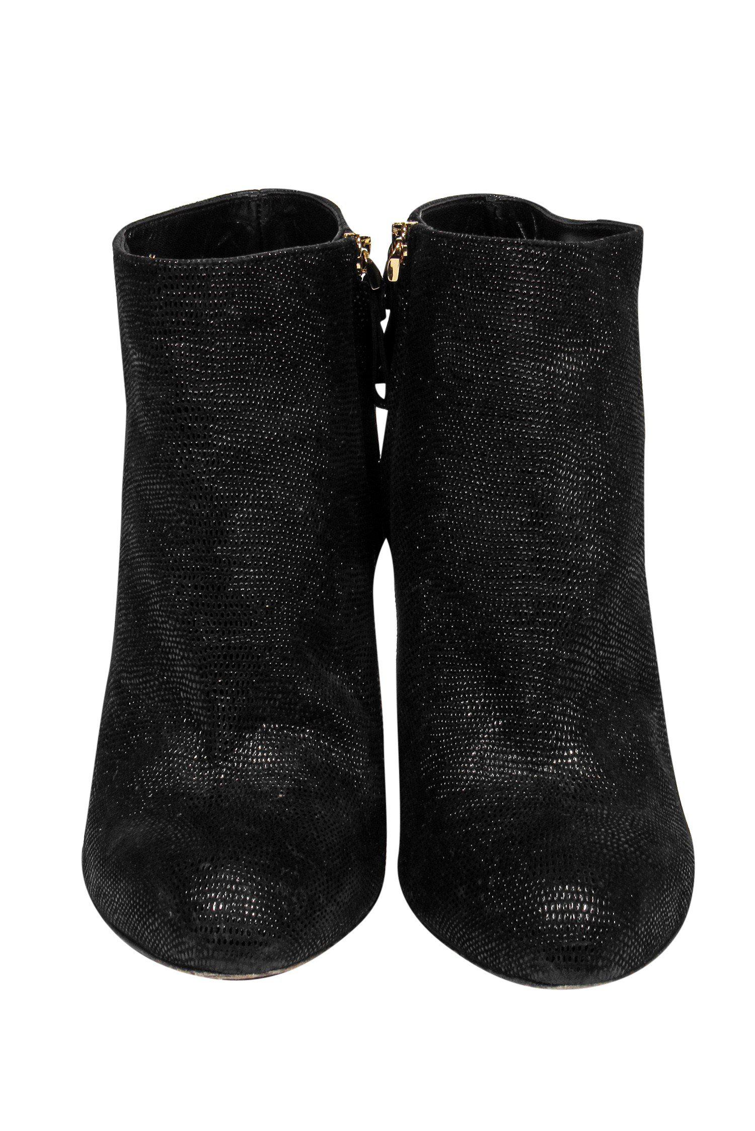 Sergio Rossi Black Textured Stiletto Ankle Booties - Size 9.5: Add a Touch of Danger!